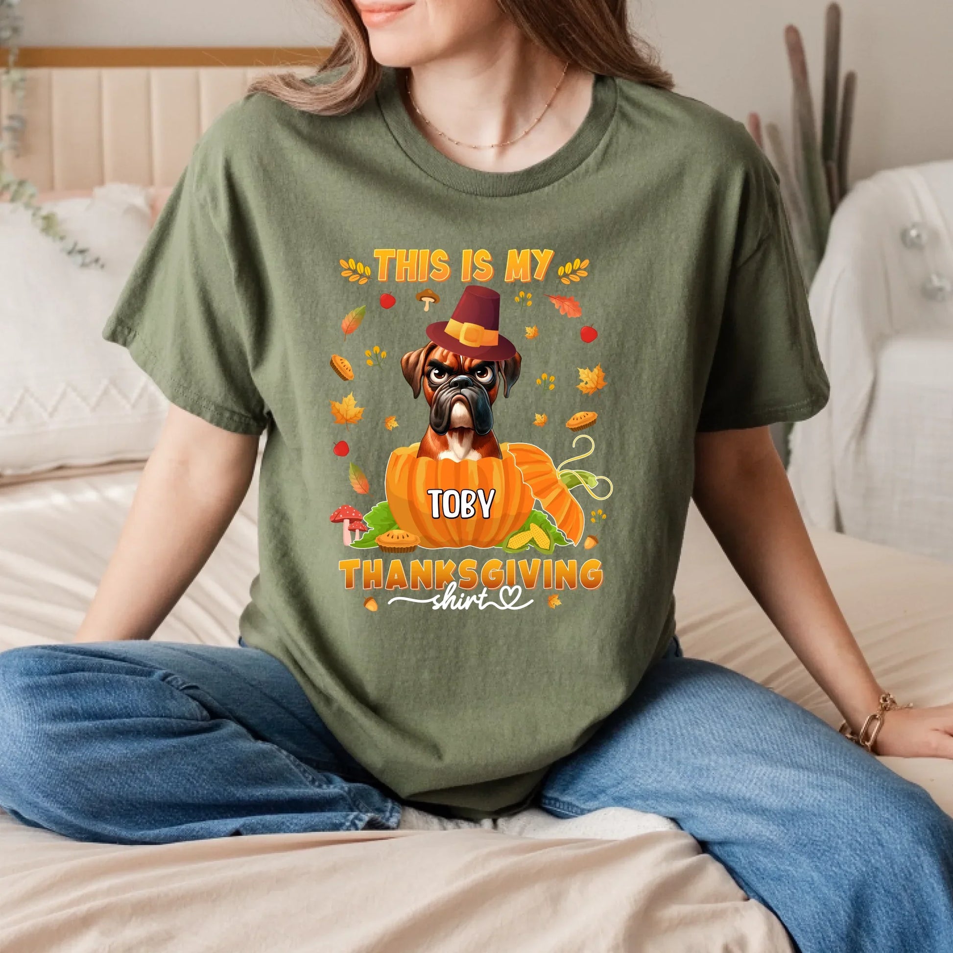 Personalized Thanksgiving Dog Shirt – Custom Pet & Name, Gift for Dog Lovers Hoodie, Sweatshirt (Image 4)