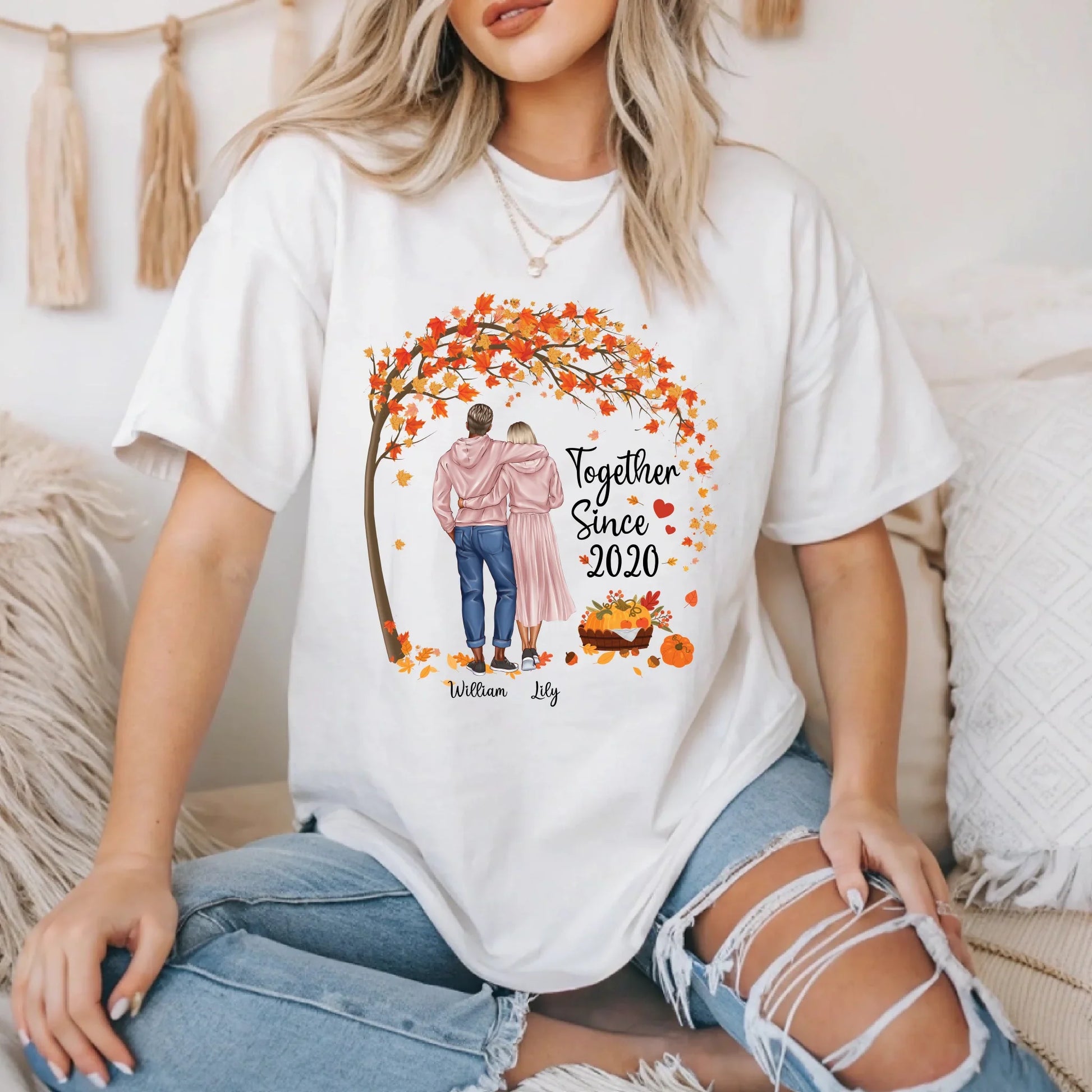 Personalized Couple Shirt – Together Since [Year] – Custom Names & Characters Hoodie, Sweatshirt (Image 2)