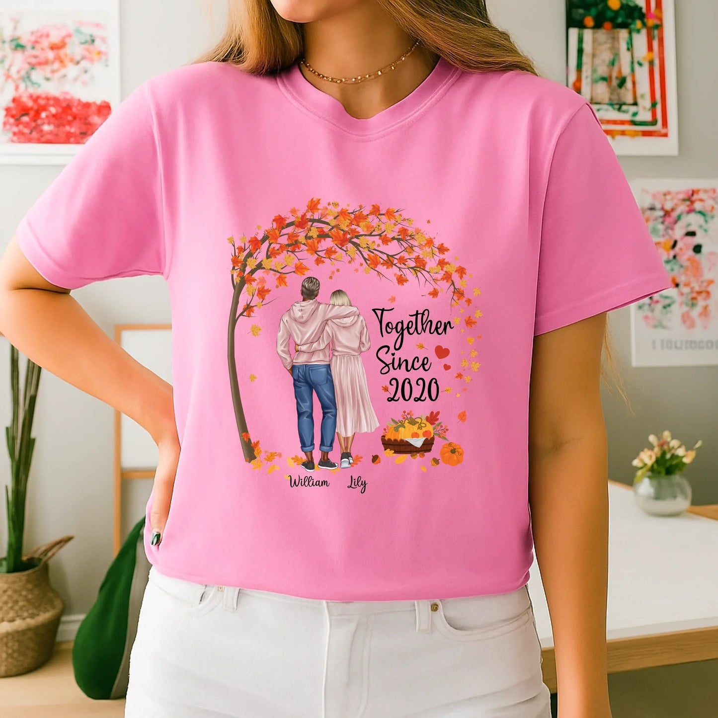 Personalized Couple Shirt – Together Since [Year] – Custom Names & Characters Hoodie, Sweatshirt (Image 5)