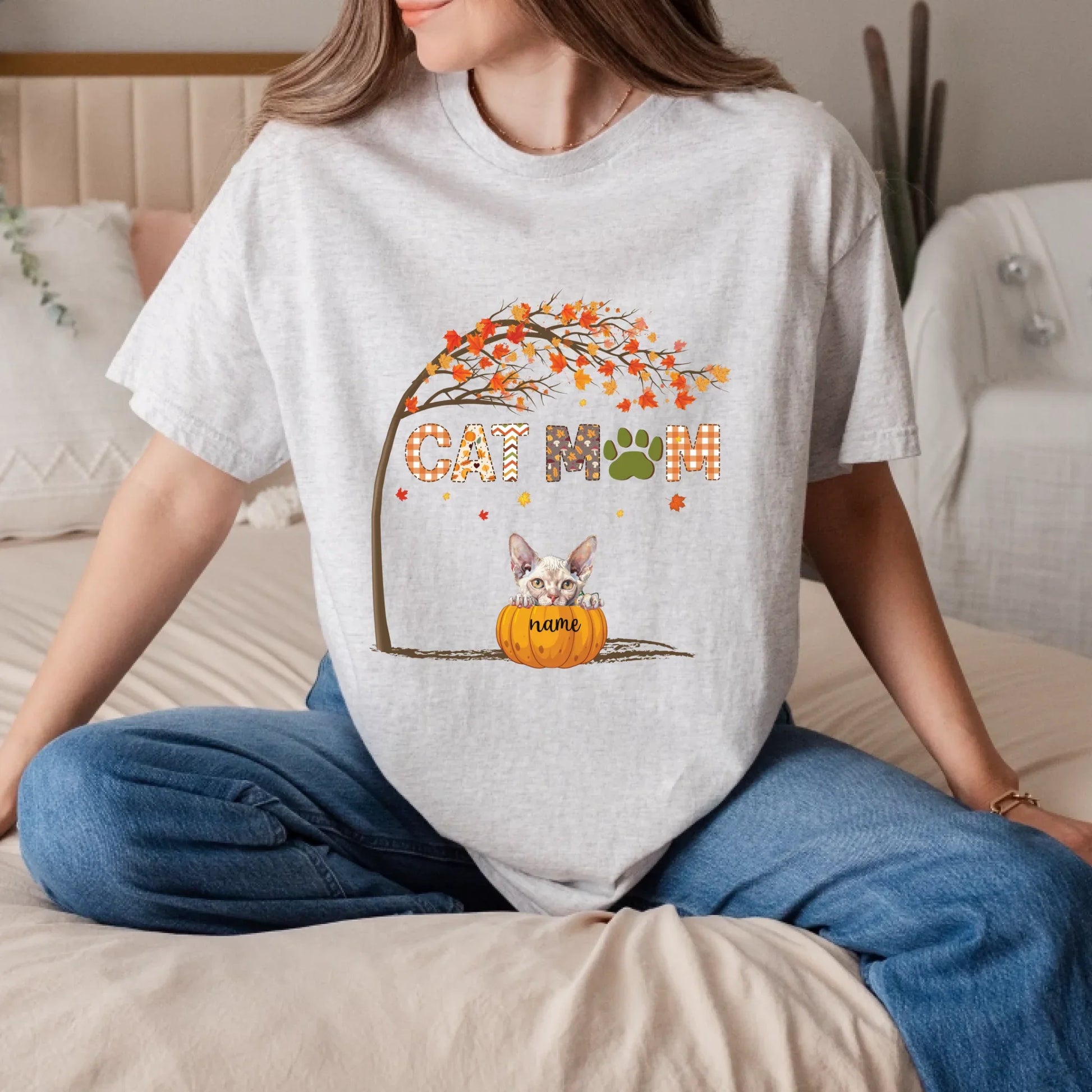 Personalized Cat Mom Thanksgiving Shirt – Custom Cat Breeds, Names & Number – Fall Pumpkin Design Hoodie,... (Image 3)