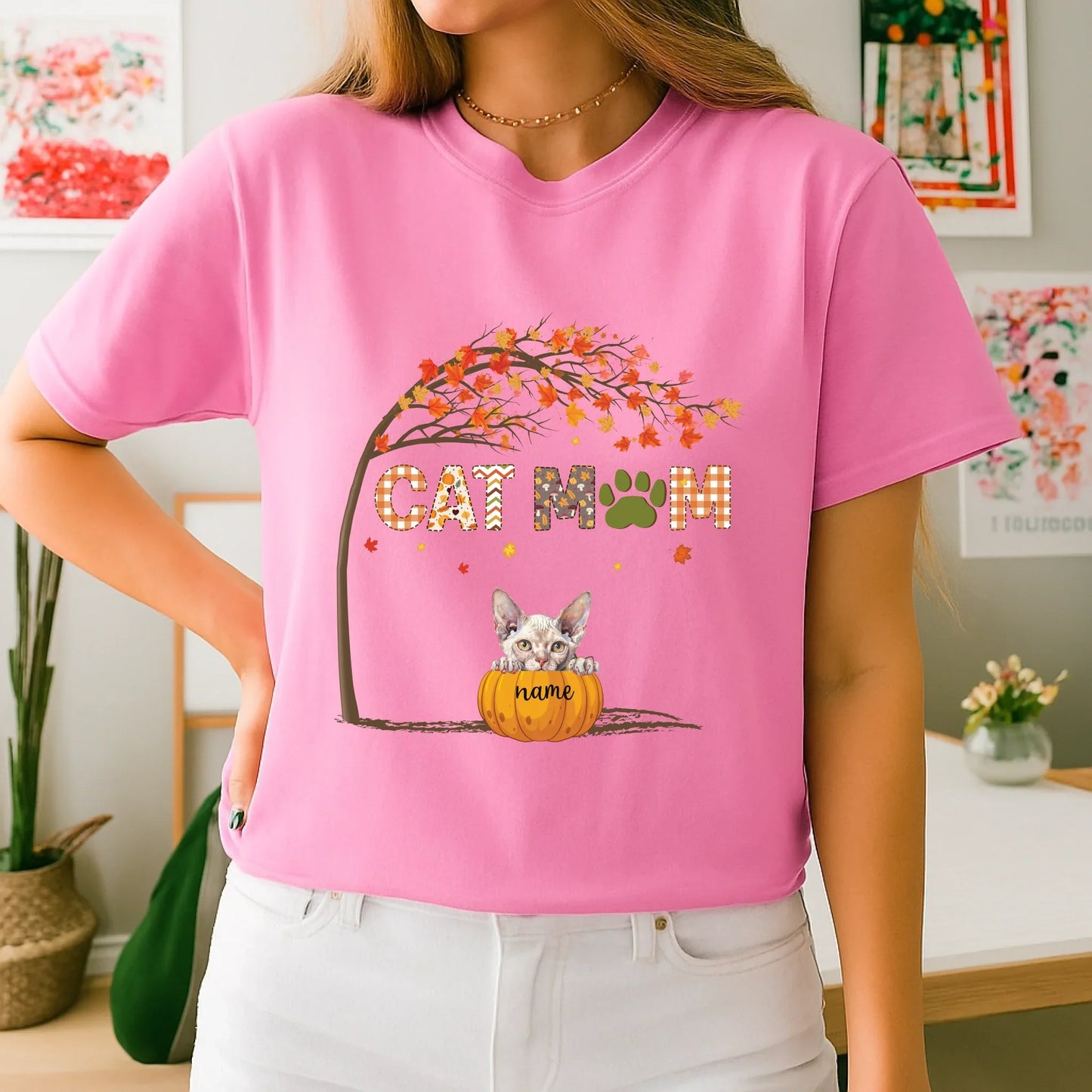Personalized Cat Mom Thanksgiving Shirt – Custom Cat Breeds, Names & Number – Fall Pumpkin Design Hoodie,... (Image 4)