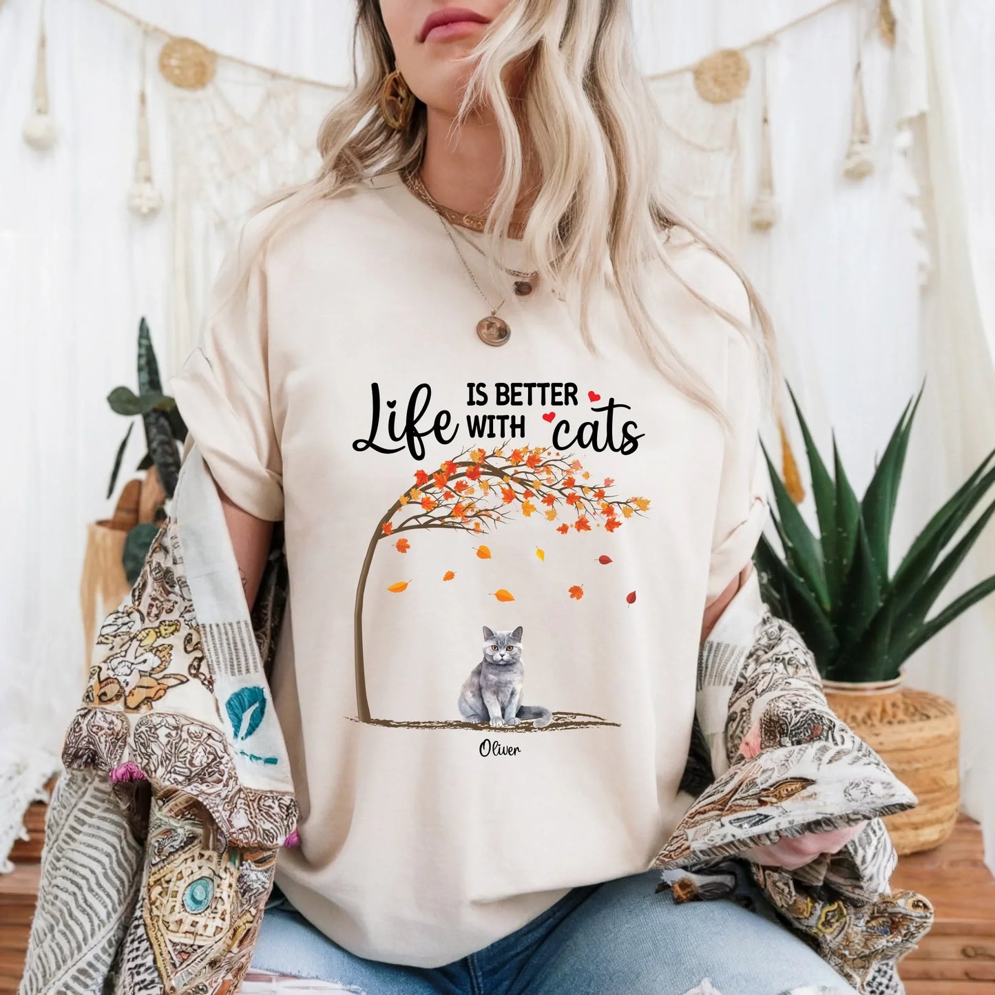 Personalized Thanksgiving Cat Shirt – Life Is Better With Cats – Custom Cat Breeds, Names & Quantity Hoodie,... (Image 1)