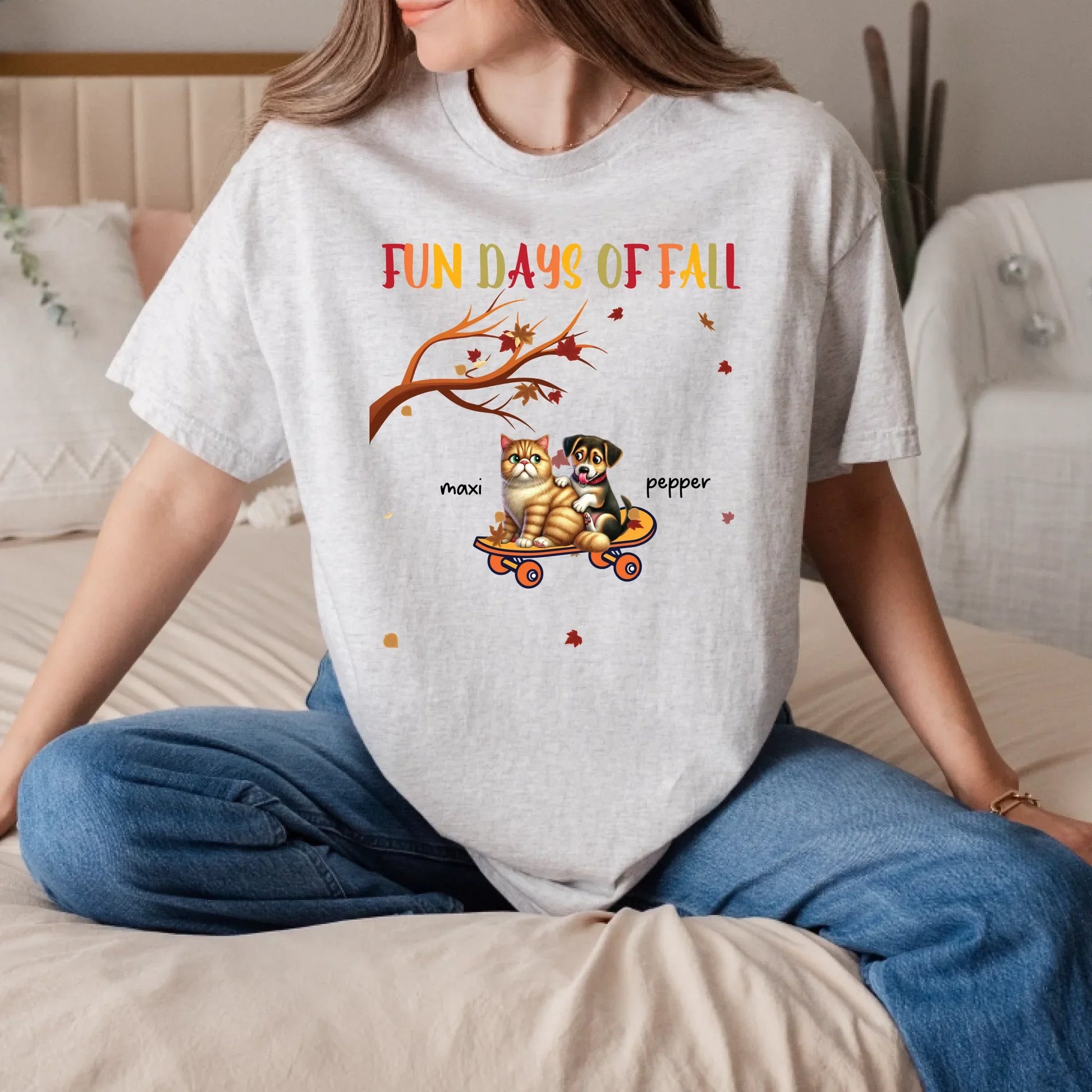 Personalized Fall Pet Shirt – Custom Cat & Dog Names & Breeds – Fun Days of Fall Tee Hoodie, Sweatshirt (Image 3)