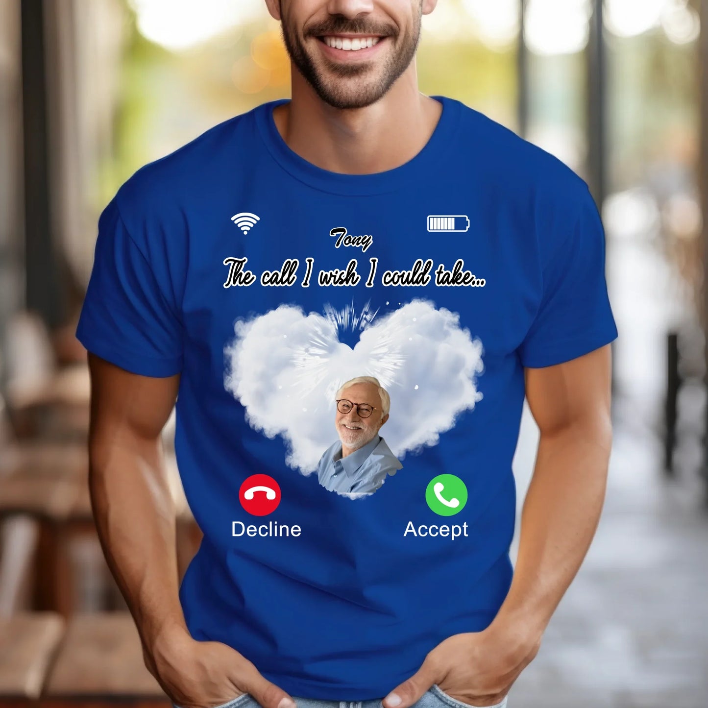 Personalized Memorial T-Shirt – "The Call I Wish I Could Take" – Custom Photo & Name – Remembrance Gift–... (Image 5)