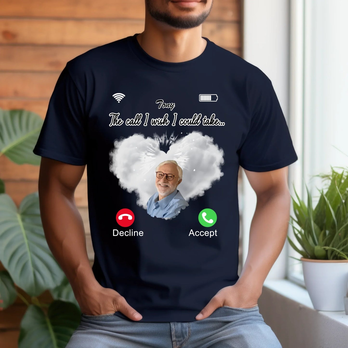 Personalized Memorial T-Shirt – "The Call I Wish I Could Take" – Custom Photo & Name – Remembrance Gift–... (Image 2)