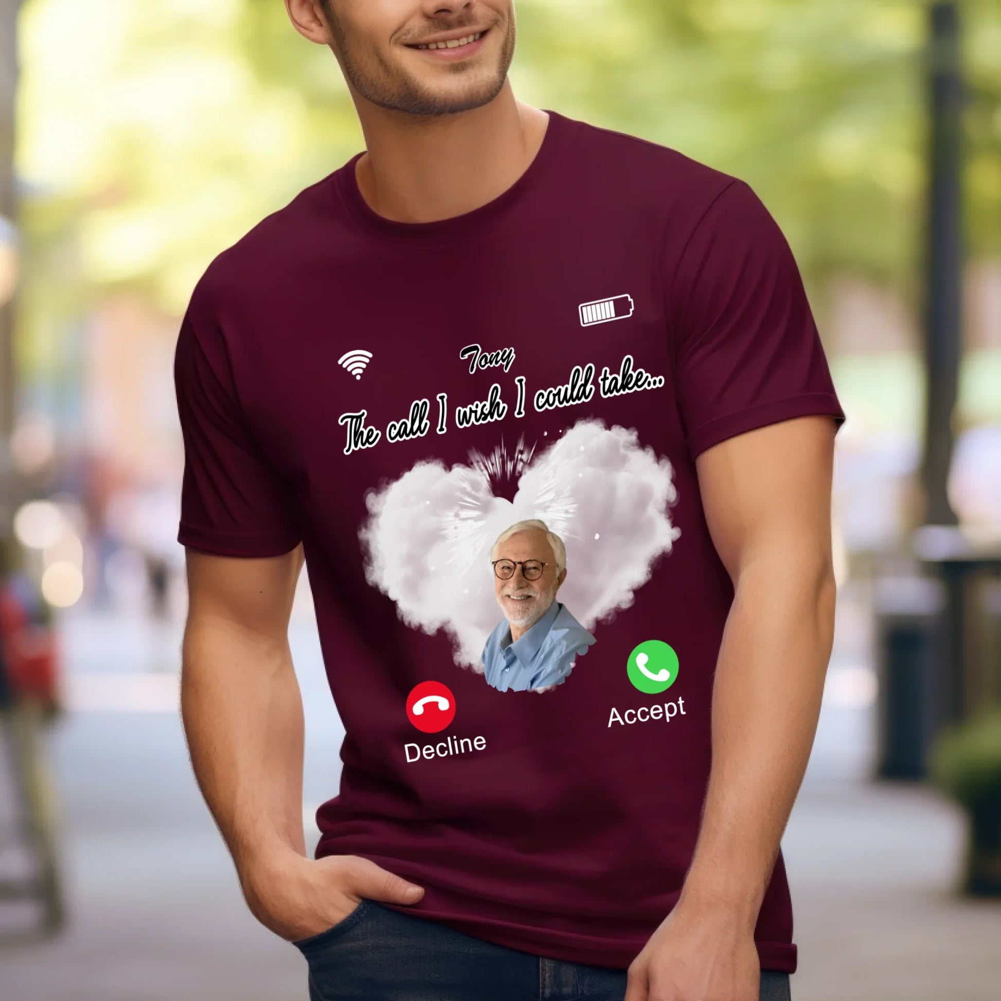 Personalized Memorial T-Shirt – "The Call I Wish I Could Take" – Custom Photo & Name – Remembrance Gift–... (Image 4)
