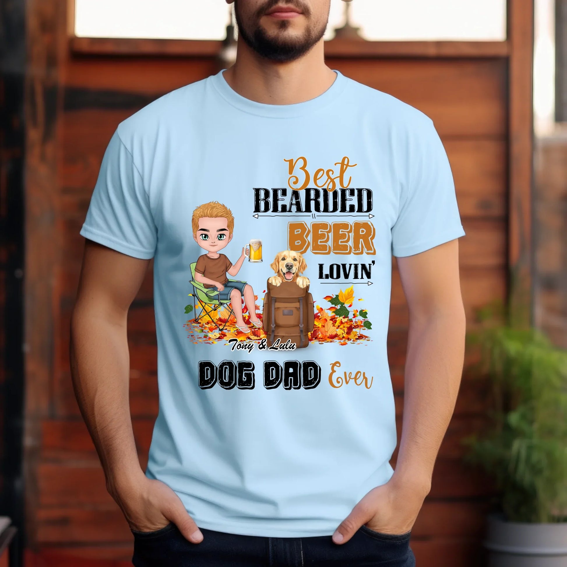 Personalized Thanksgiving Shirt – Custom Pet & Human Character – Best Bearded Beer Lovin' Dog Dad Ever – Fall... (Image 4)