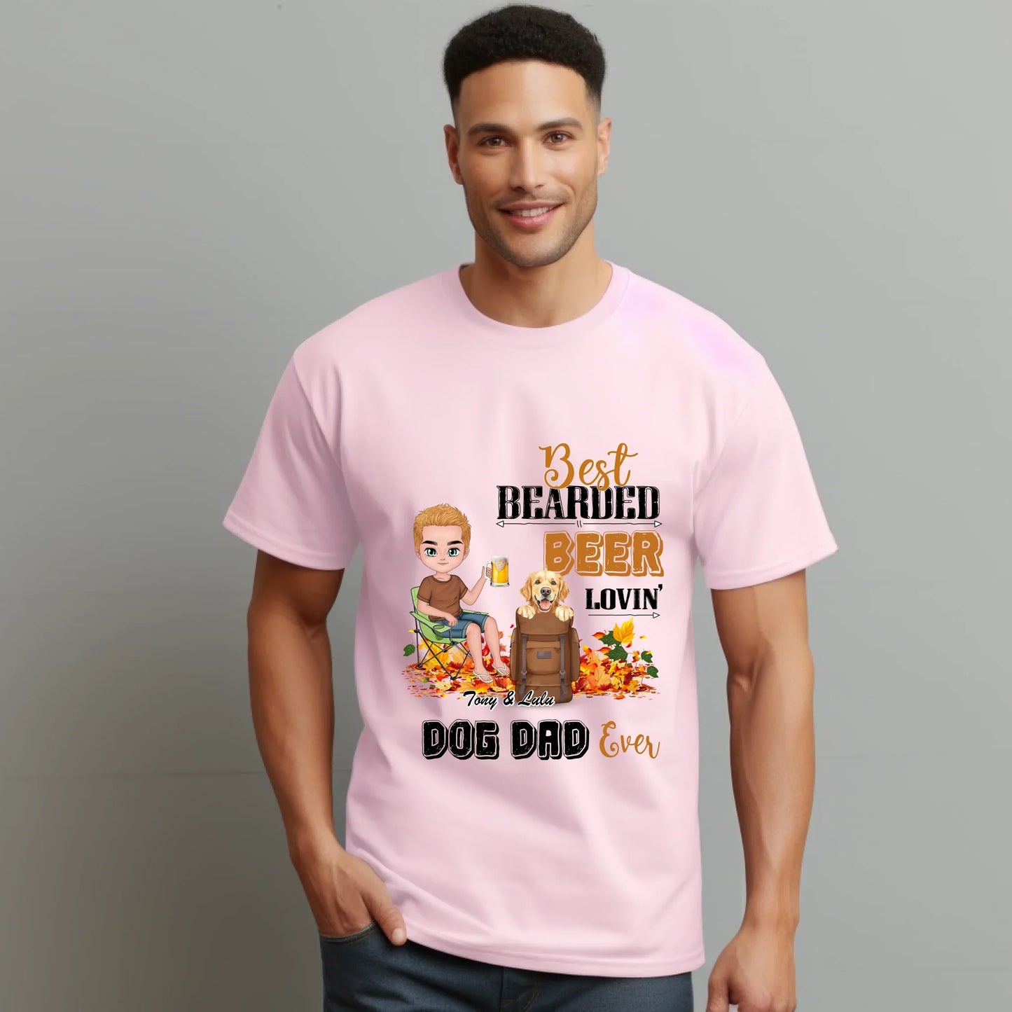 Personalized Thanksgiving Shirt – Custom Pet & Human Character – Best Bearded Beer Lovin' Dog Dad Ever – Fall... (Image 3)