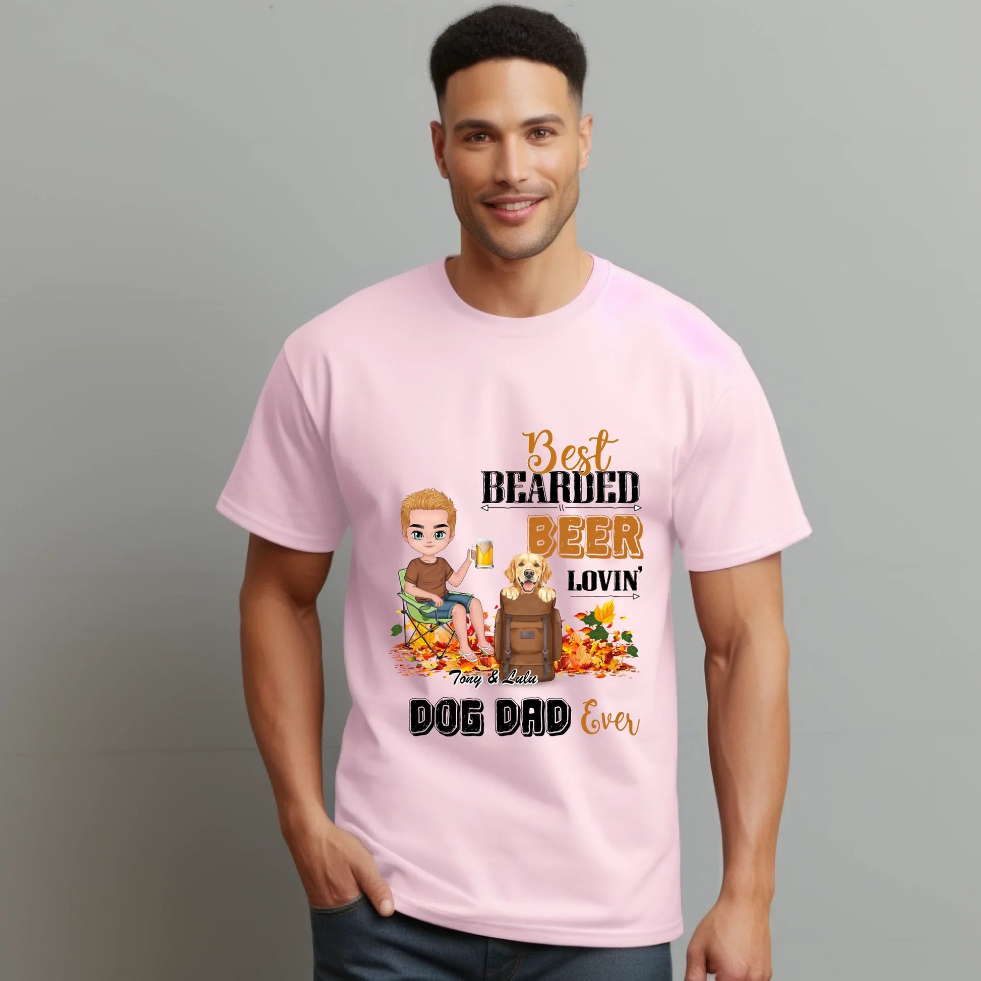 Personalized Thanksgiving Shirt – Custom Pet & Human Character – Best Bearded Beer Lovin' Dog Dad Ever – Fall... (Image 3)