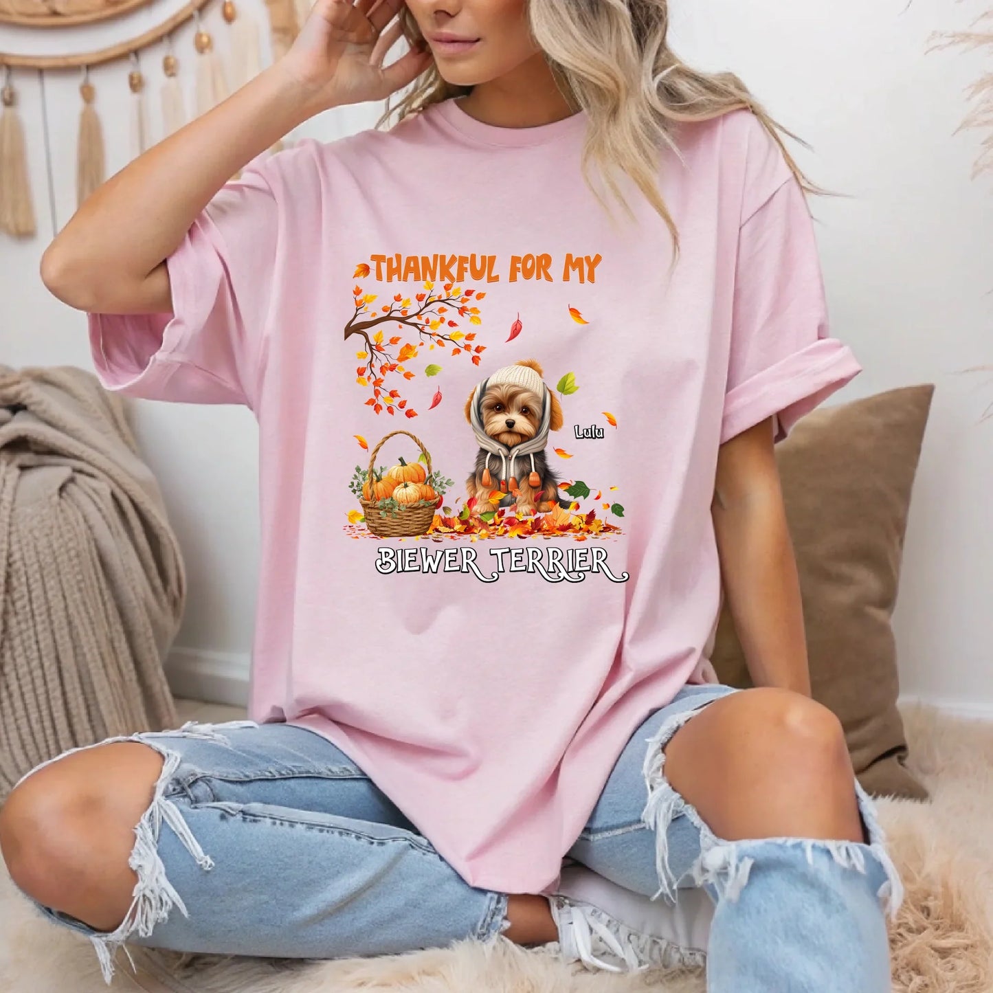 Personalized Thanksgiving T-Shirt – Thankful for My Cat or Dog – Custom Pet Name & Breed Gift Hoodie, Sweatshirt (Image 2)