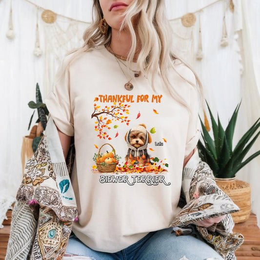 Personalized Thanksgiving T-Shirt – Thankful for My Cat or Dog – Custom Pet Name & Breed Gift Hoodie, Sweatshirt (Image 1)