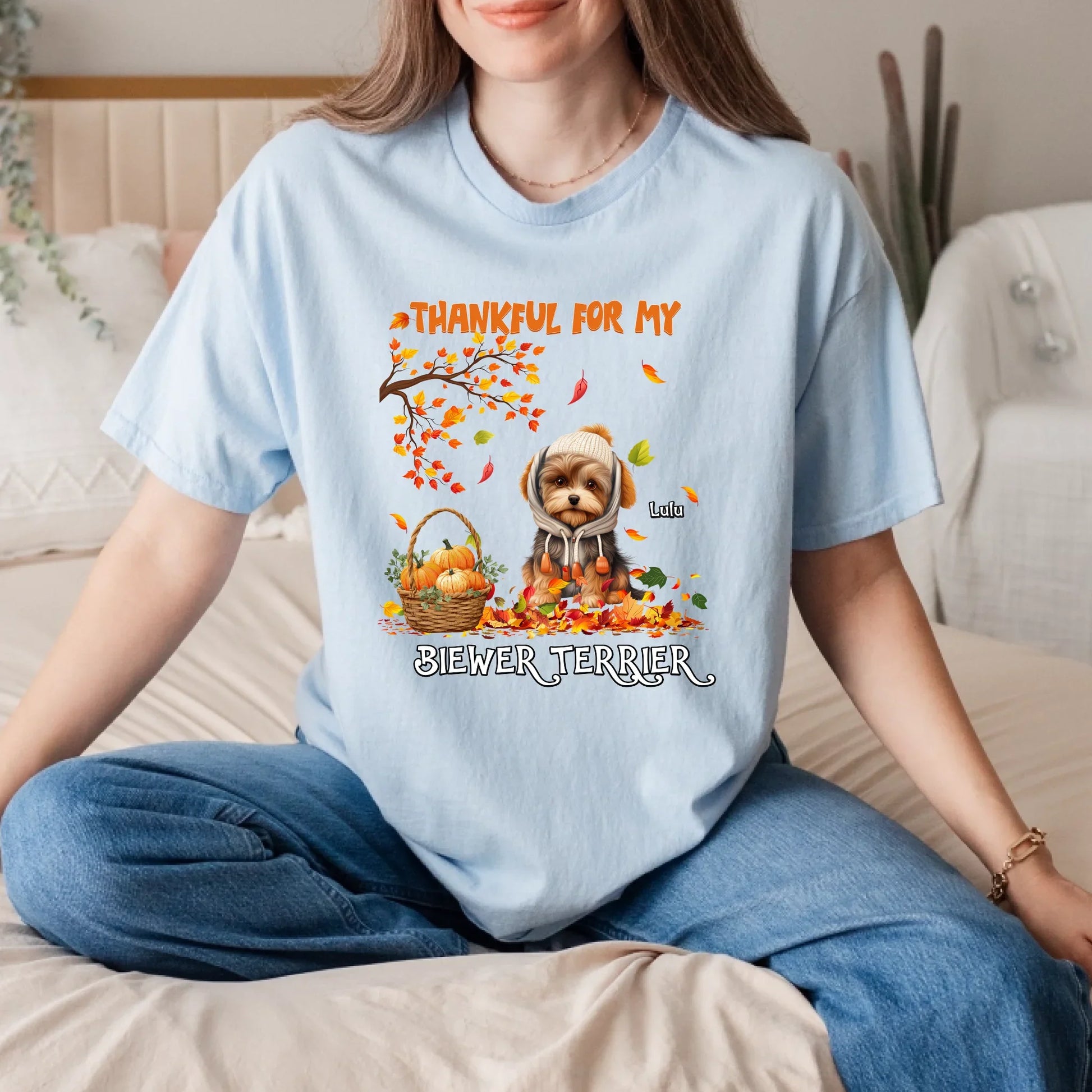 Personalized Thanksgiving T-Shirt – Thankful for My Cat or Dog – Custom Pet Name & Breed Gift Hoodie, Sweatshirt (Image 3)