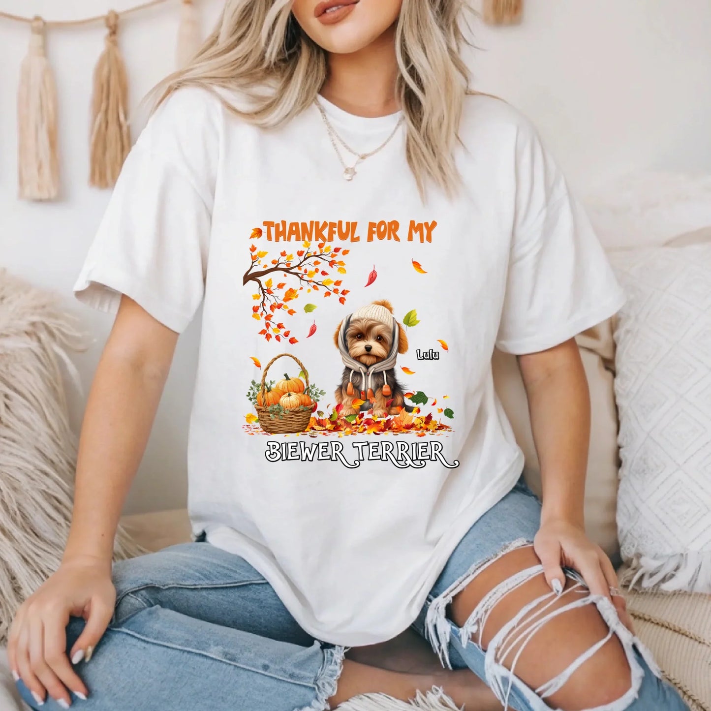 Personalized Thanksgiving T-Shirt – Thankful for My Cat or Dog – Custom Pet Name & Breed Gift Hoodie, Sweatshirt (Image 4)