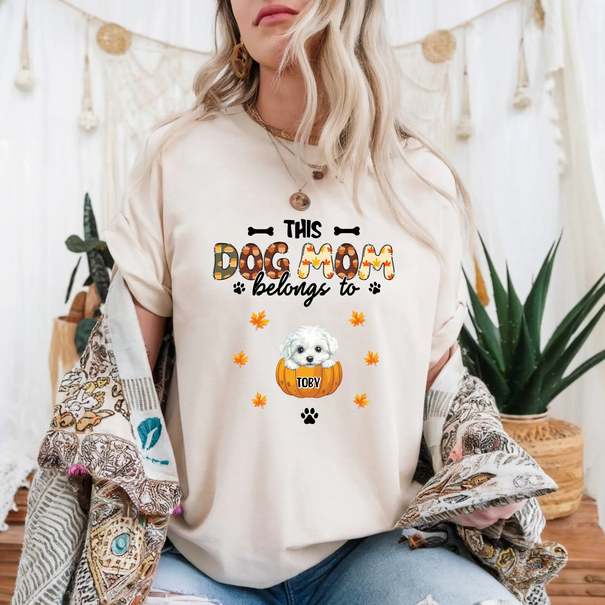 Personalized Thanksgiving Dog Mom Shirt – Custom Dog Names – Fall Pumpkin Pet Lover Tee Hoodie, Sweatshirt (Image 1)