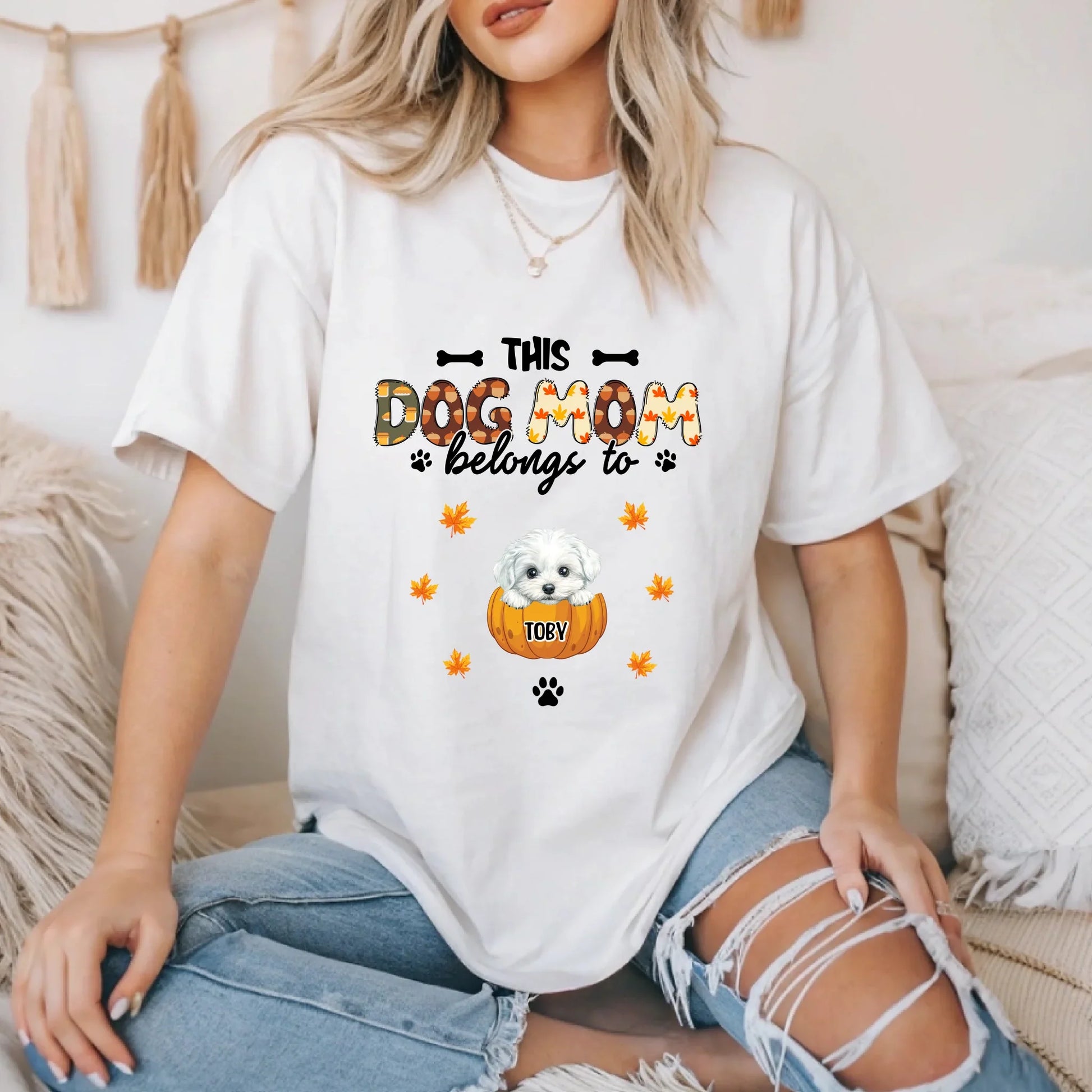 Personalized Thanksgiving Dog Mom Shirt – Custom Dog Names – Fall Pumpkin Pet Lover Tee Hoodie, Sweatshirt (Image 4)