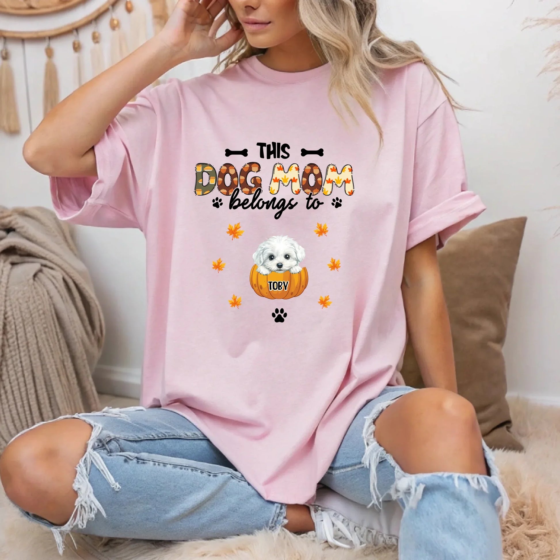 Personalized Thanksgiving Dog Mom Shirt – Custom Dog Names – Fall Pumpkin Pet Lover Tee Hoodie, Sweatshirt (Image 2)
