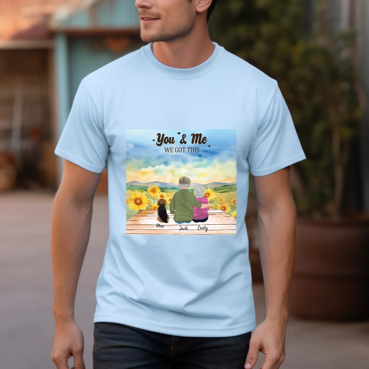 Personalized Couple & Pet Shirt – Custom Characters, Dog/Cat & Names – “You & Me We Got This” Fall Tee Hoodie,... (Image 2)