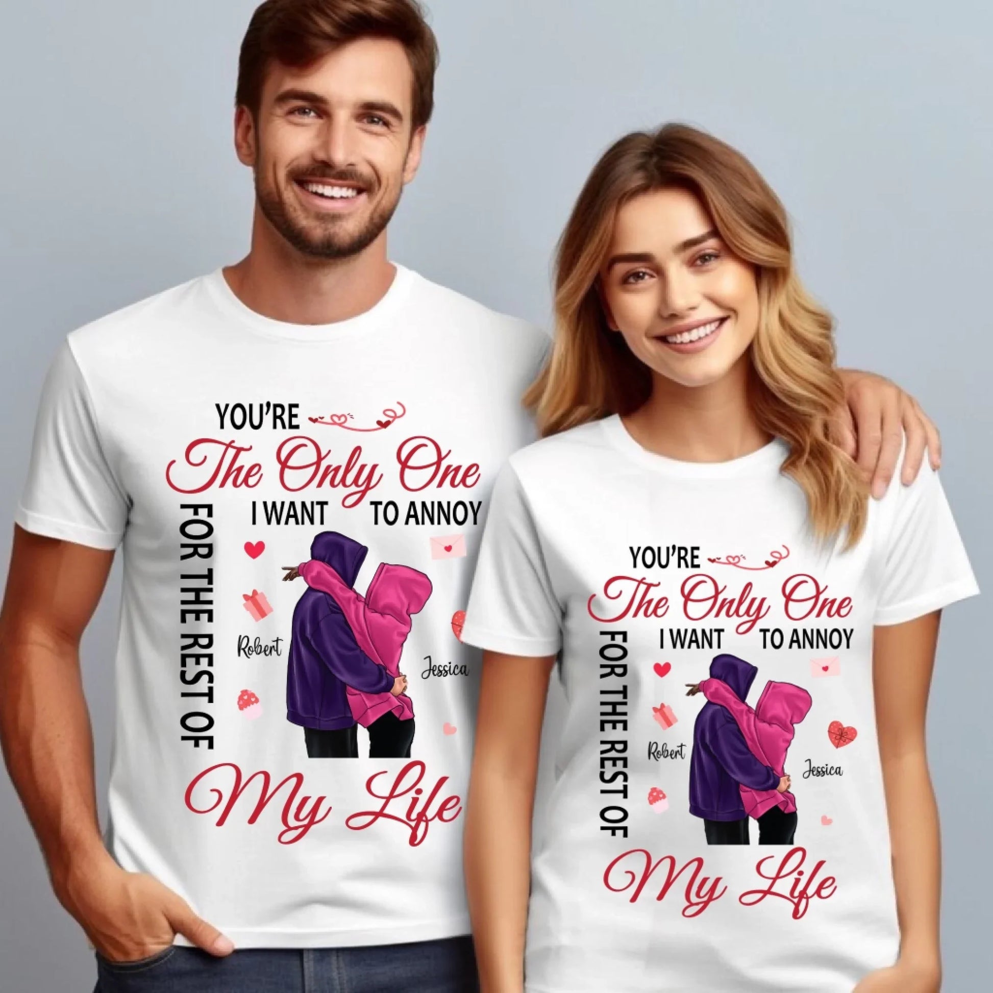 Personalized Couple Shirt – Custom Names & Characters – Funny “You’re the Only One I Want to Annoy” Gift for... (Image 1)