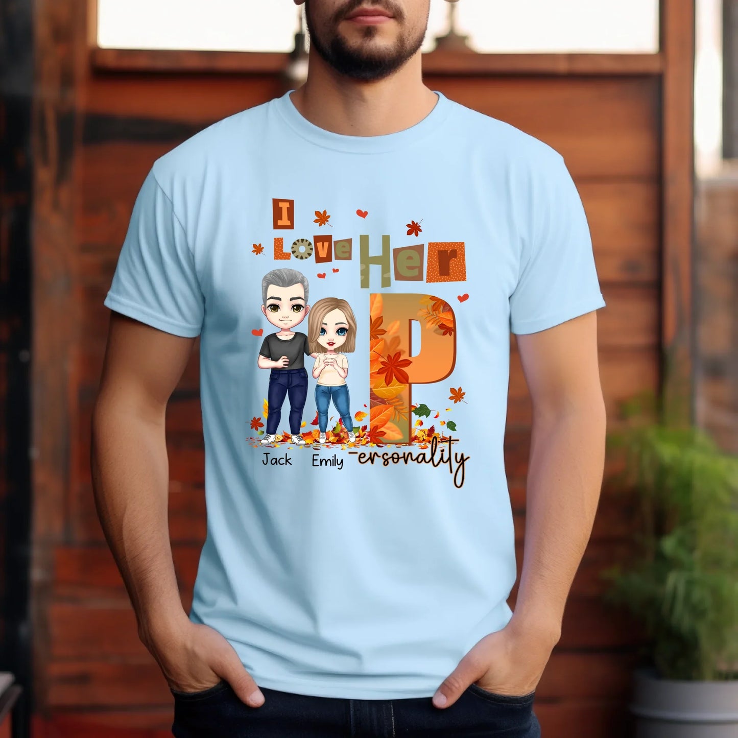 Personalized Couple Shirt – Custom Names & Characters – Funny I Love Her/His Personality Fall Matching Tees... (Image 3)