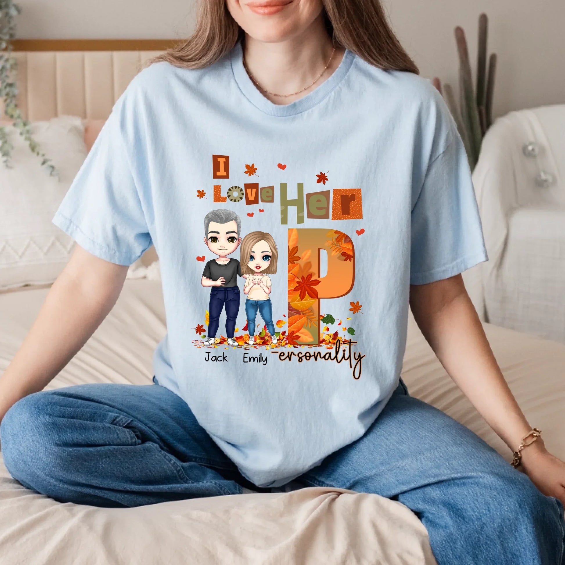 Personalized Couple Shirt – Custom Names & Characters – Funny I Love Her/His Personality Fall Matching Tees... (Image 4)