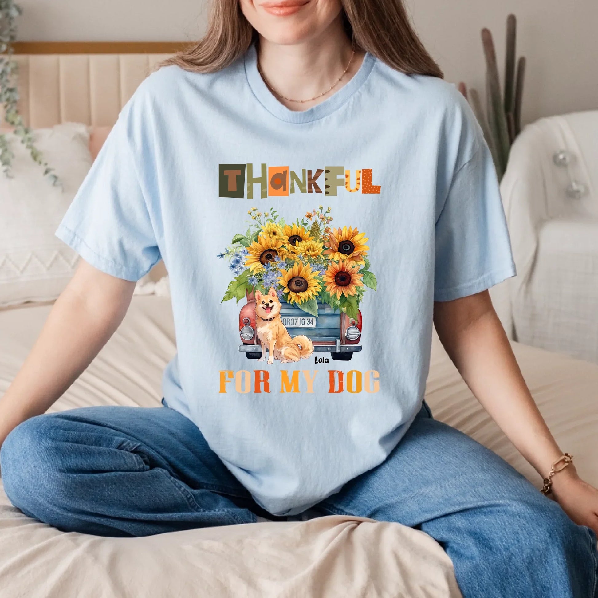 Personalized Dog Shirt – Thankful for My Dog – Custom Dog Names & Breeds – Fall Thanksgiving Gift for Pet... (Image 3)