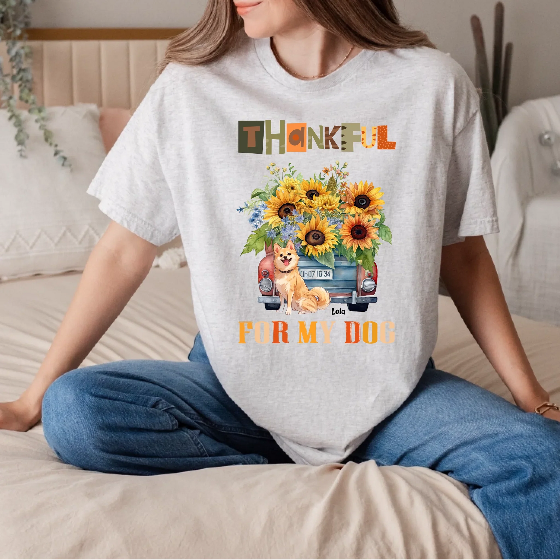 Personalized Dog Shirt – Thankful for My Dog – Custom Dog Names & Breeds – Fall Thanksgiving Gift for Pet... (Image 5)