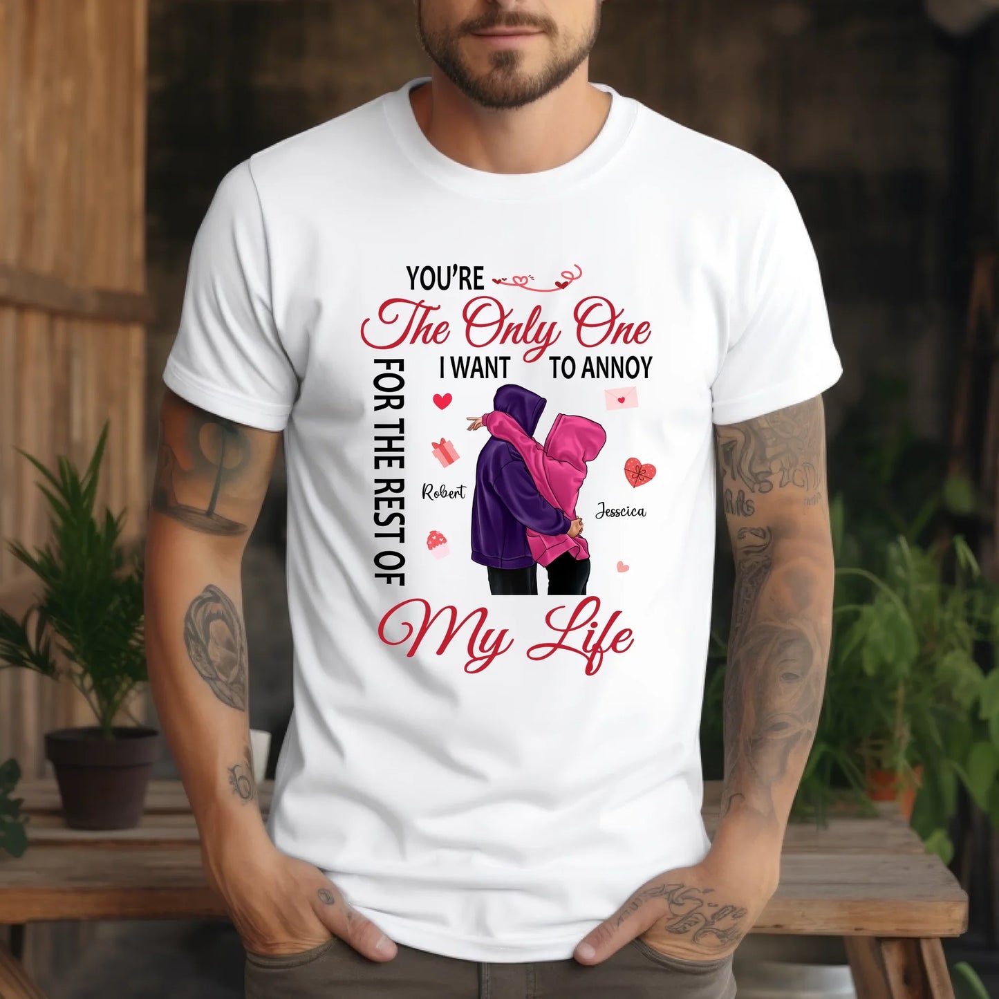 Personalized Couple Shirt – Custom Names & Characters – Funny “You’re the Only One I Want to Annoy” Gift for... (Image 3)