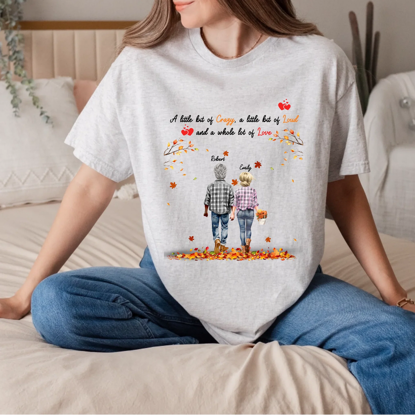 Personalized Family T-Shirt – Custom Names & Characters – "A Little Bit Crazy, A Whole Lot of Love" Fall... (Image 5)
