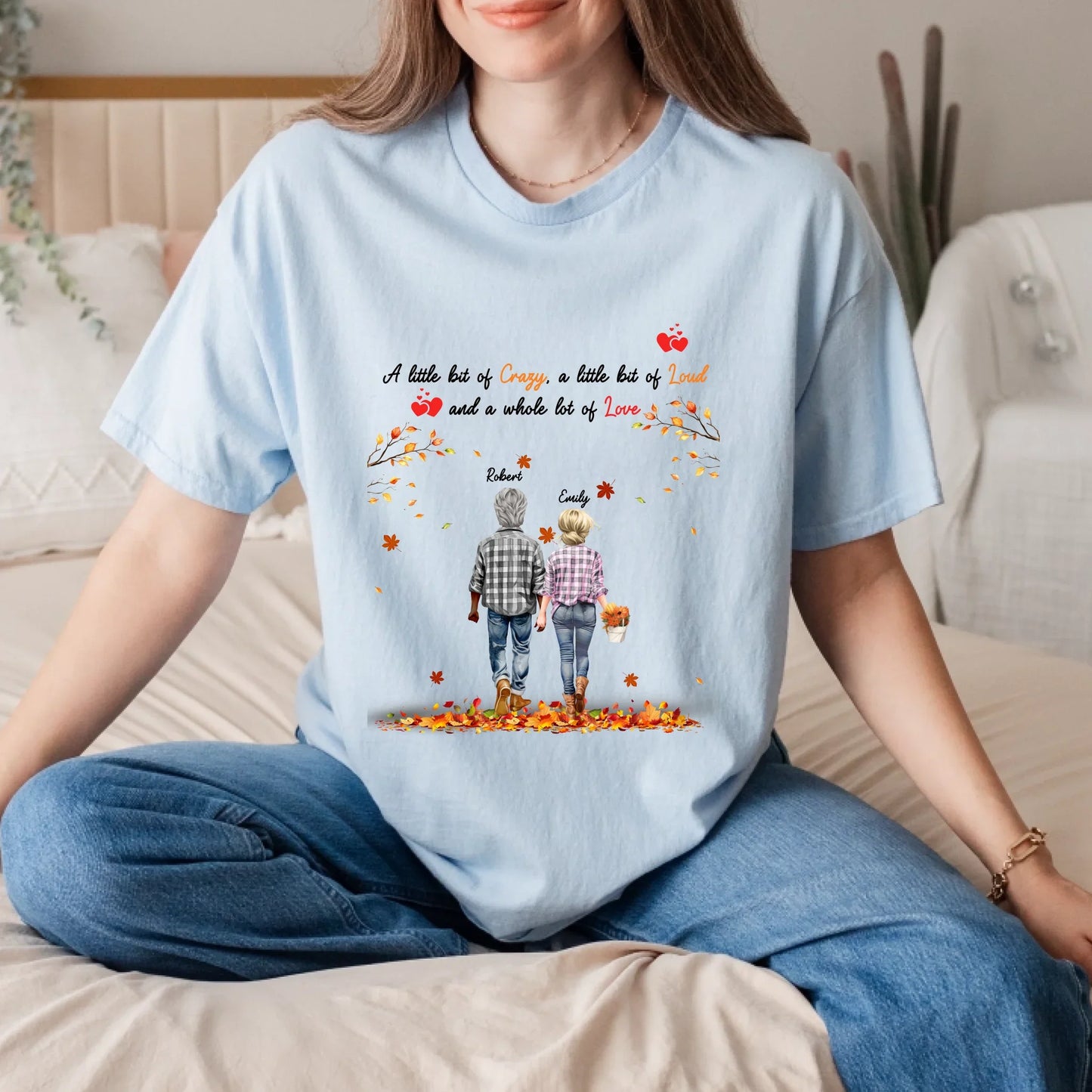 Personalized Family T-Shirt – Custom Names & Characters – "A Little Bit Crazy, A Whole Lot of Love" Fall... (Image 3)
