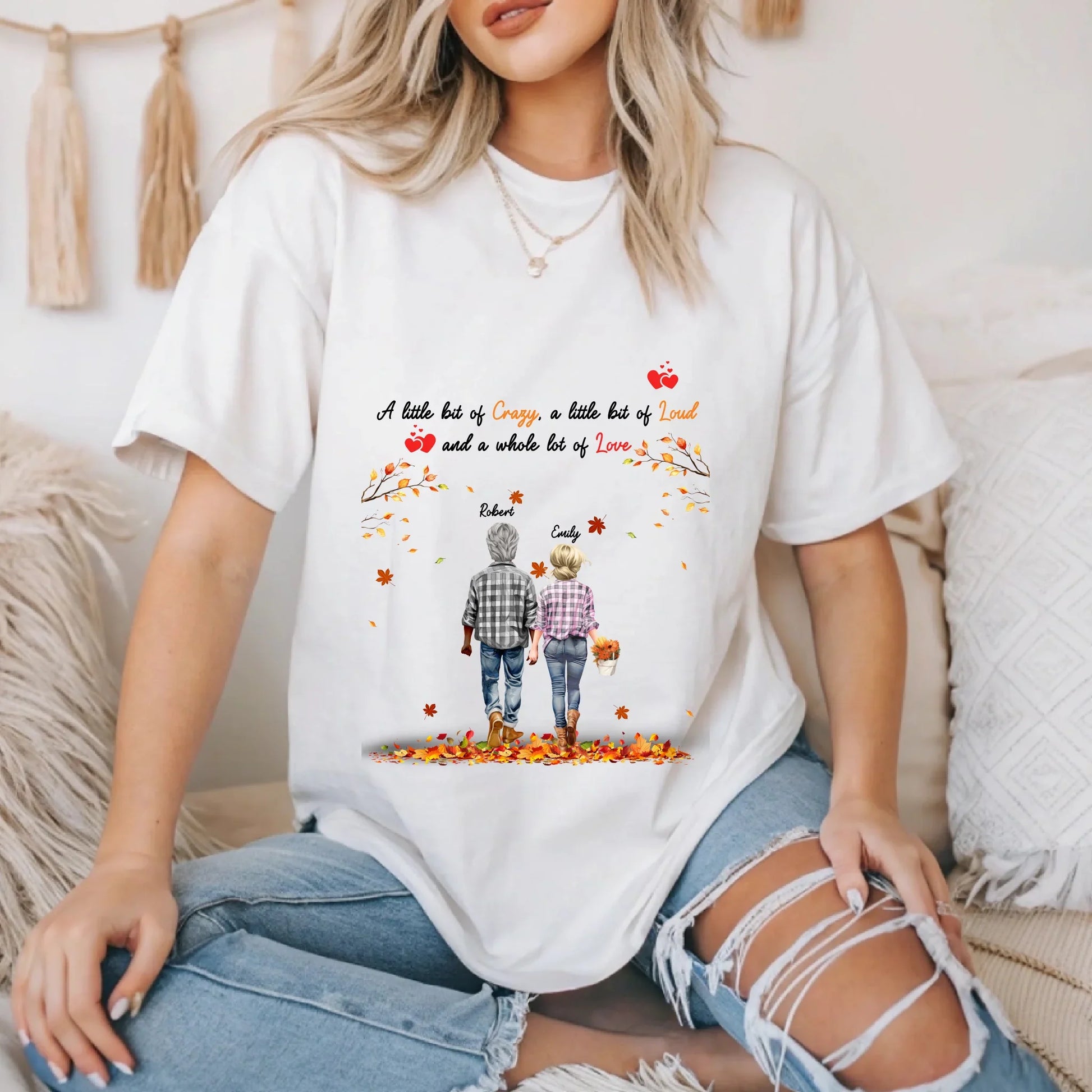 Personalized Family T-Shirt – Custom Names & Characters – "A Little Bit Crazy, A Whole Lot of Love" Fall... (Image 4)