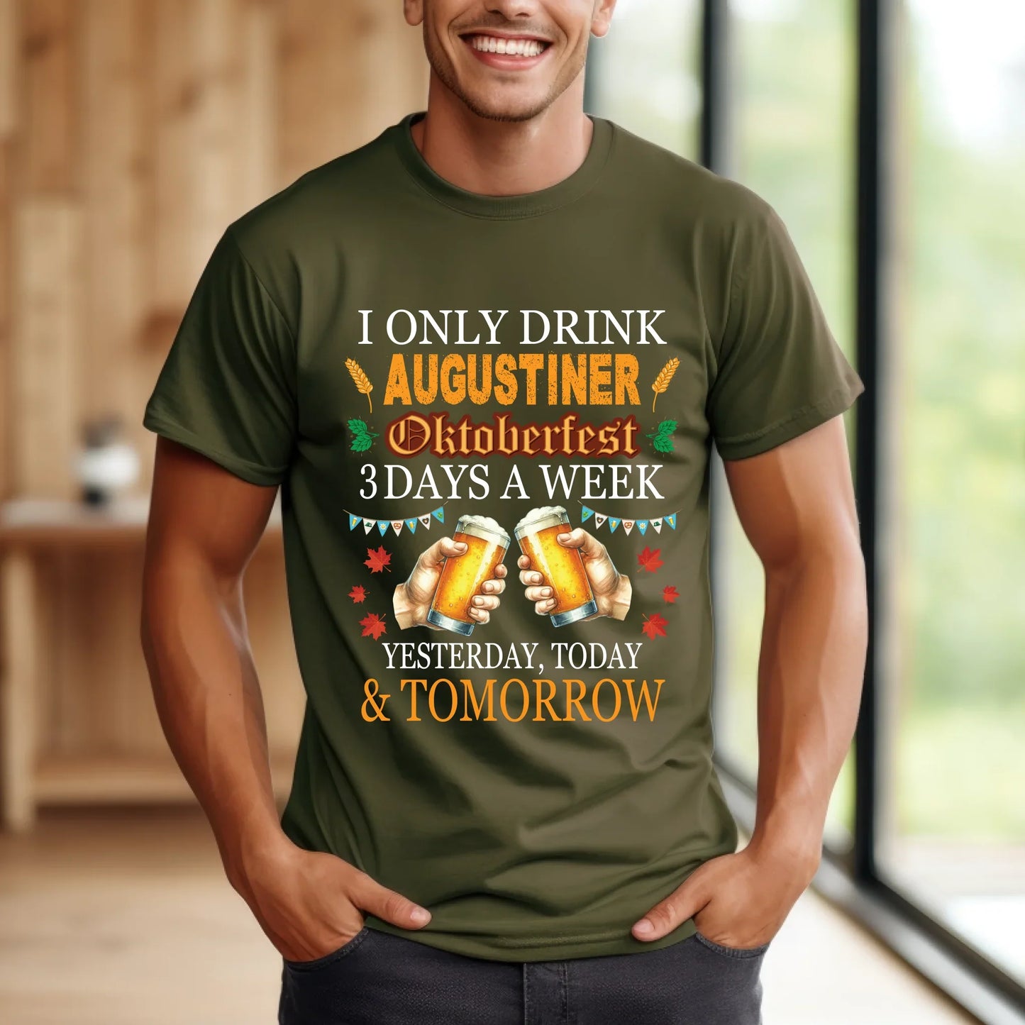 Personalized "I Only Drink Beer 3 Days a Week: Yesterday, Today & Tomorrow" Oktoberfest Custom Beer Brand Woman... (Image 5)