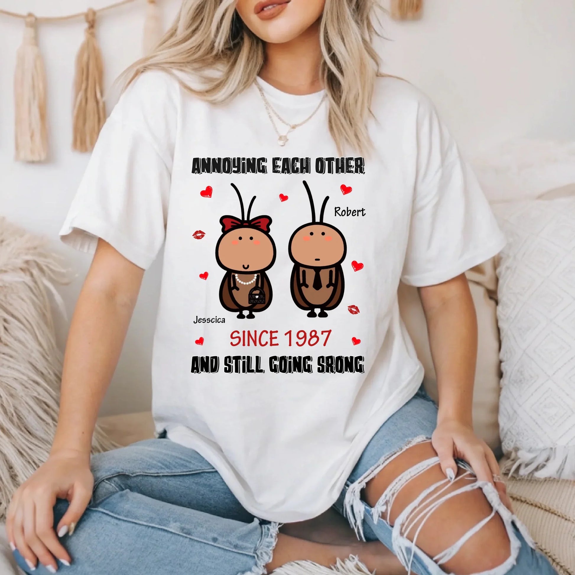 Funny Personalized Cockroach Couple Shirt – Custom Names & Year – Anniversary Gift for Him & Her Hoodie, Sweatshirt (Image 2)