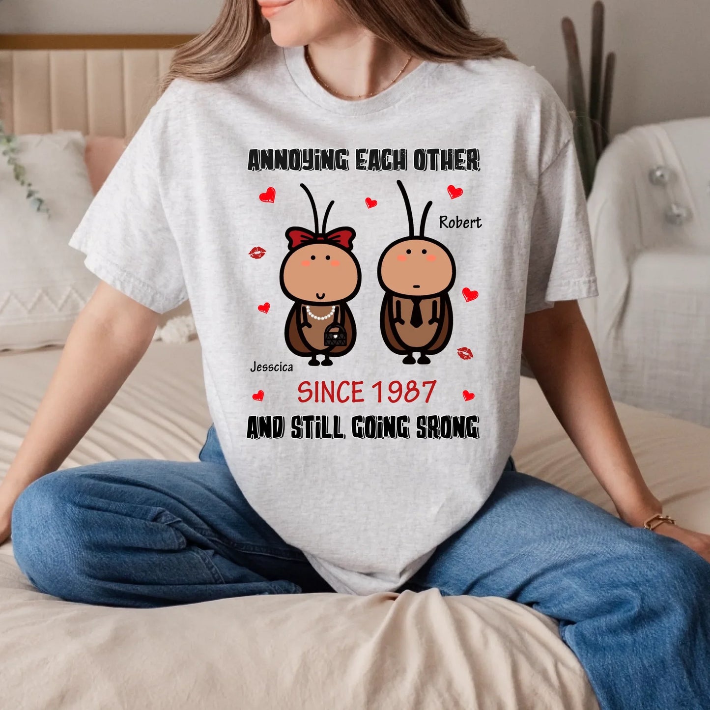 Funny Personalized Cockroach Couple Shirt – Custom Names & Year – Anniversary Gift for Him & Her Hoodie, Sweatshirt (Image 4)
