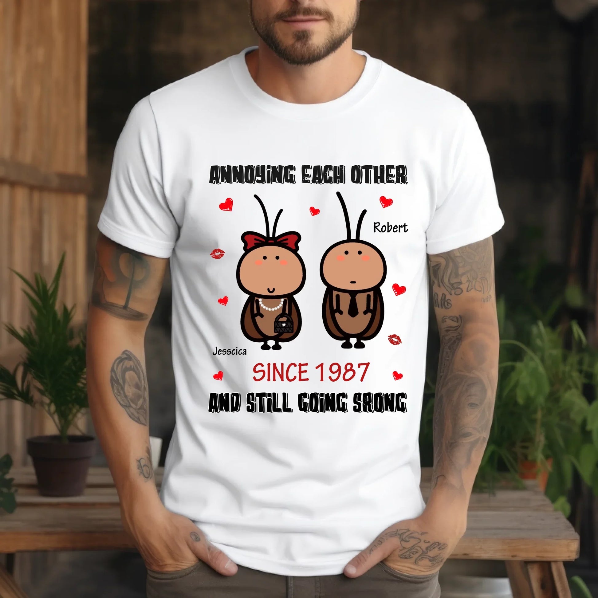 Funny Personalized Cockroach Couple Shirt – Custom Names & Year – Anniversary Gift for Him & Her Hoodie, Sweatshirt (Image 3)