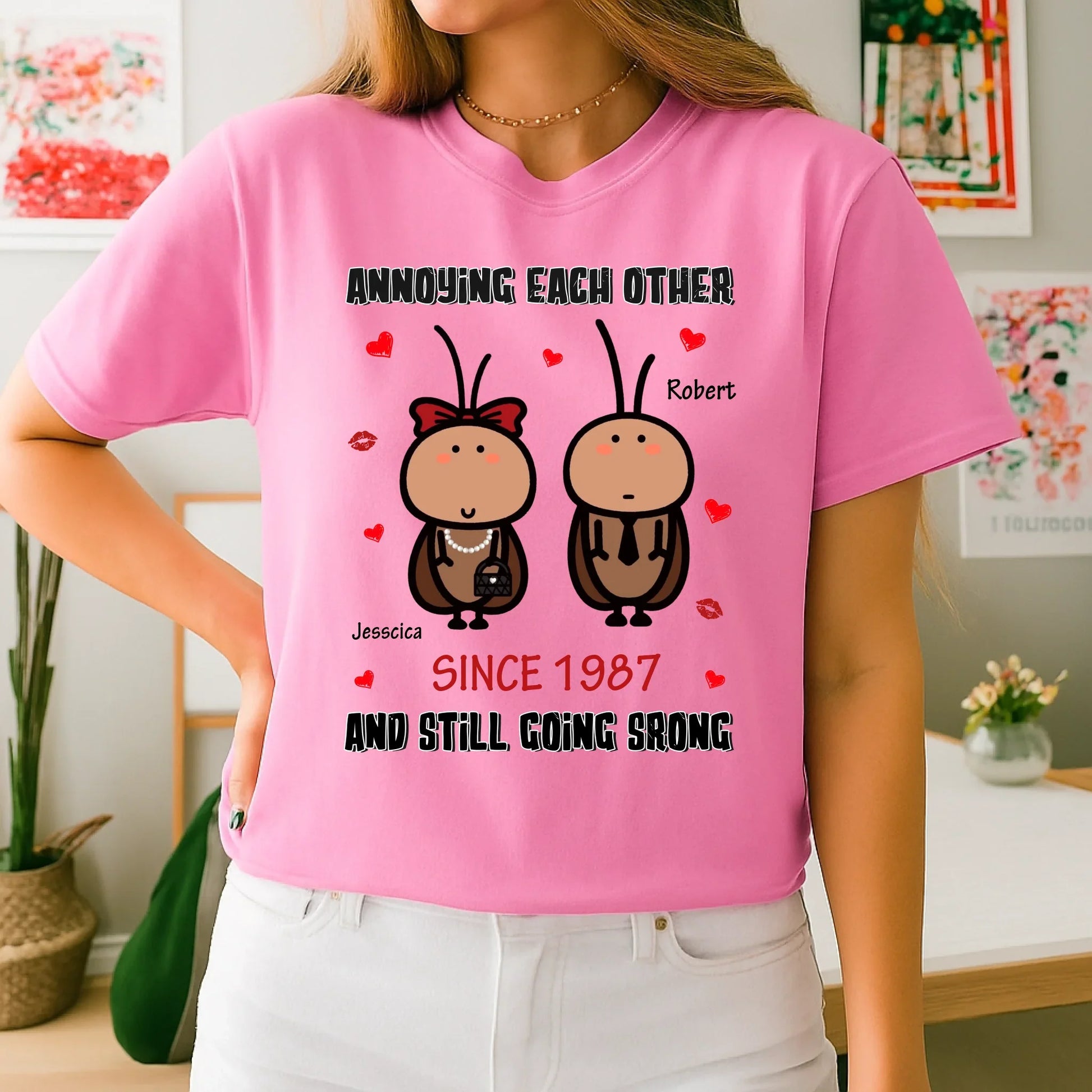 Funny Personalized Cockroach Couple Shirt – Custom Names & Year – Anniversary Gift for Him & Her Hoodie, Sweatshirt (Image 5)