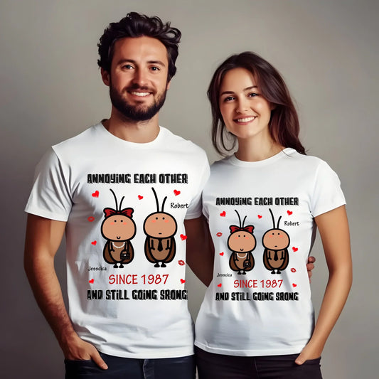 Funny Personalized Cockroach Couple Shirt – Custom Names & Year – Anniversary Gift for Him & Her Hoodie, Sweatshirt (Image 1)