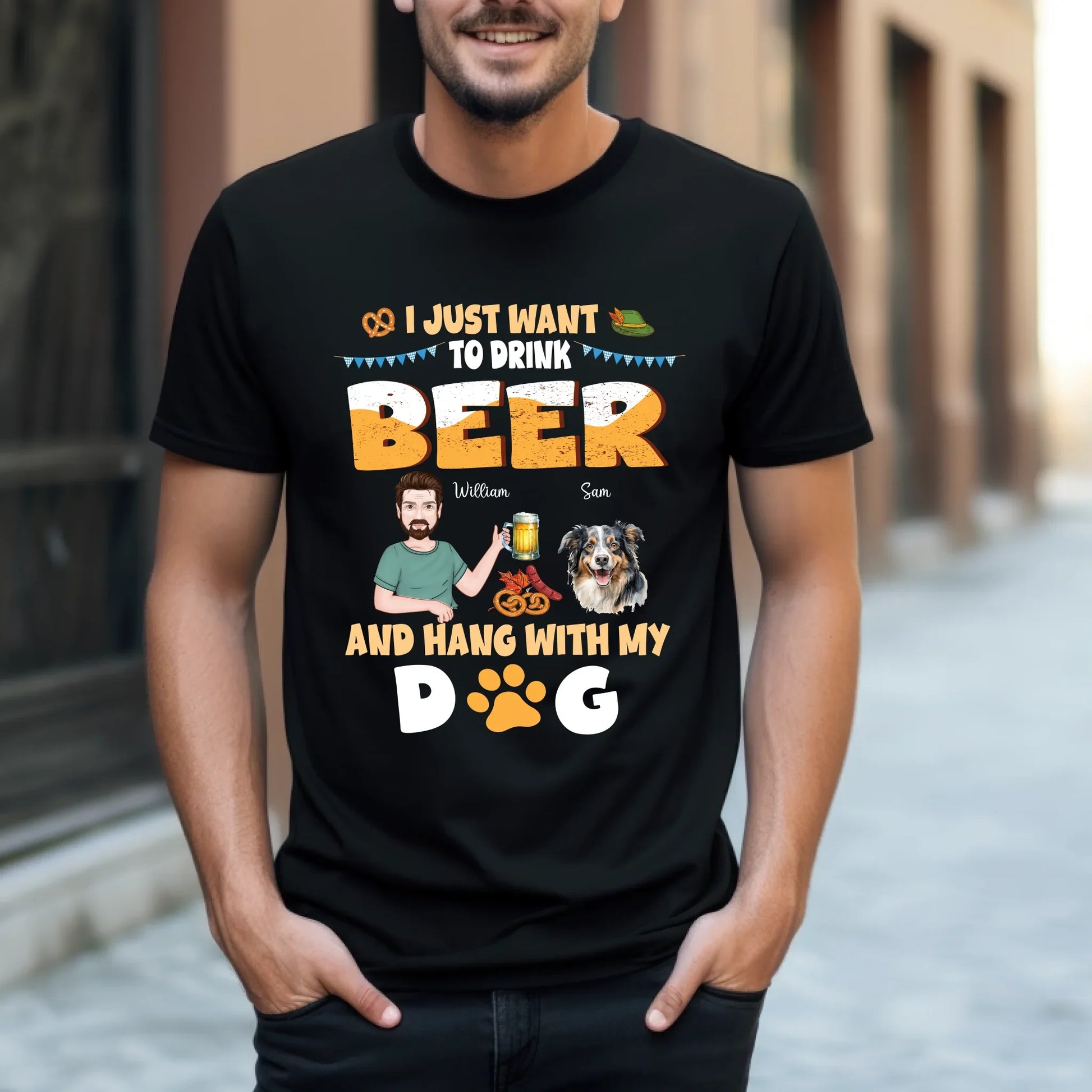 Personalized Beer and Dog Shirt – Custom Man & Pet Names – Funny Gift for Dog Lovers & Beer Fans** Hoodie,... (Image 1)
