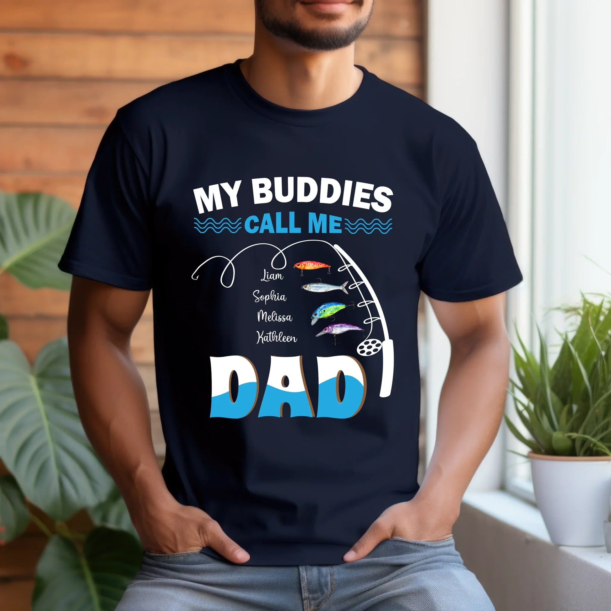 Personalized "My Buddies Call Me Dad" Fishing Shirt – Custom Kids' Names – Gift for Dad Hoodie, Sweatshirt (Image 2)