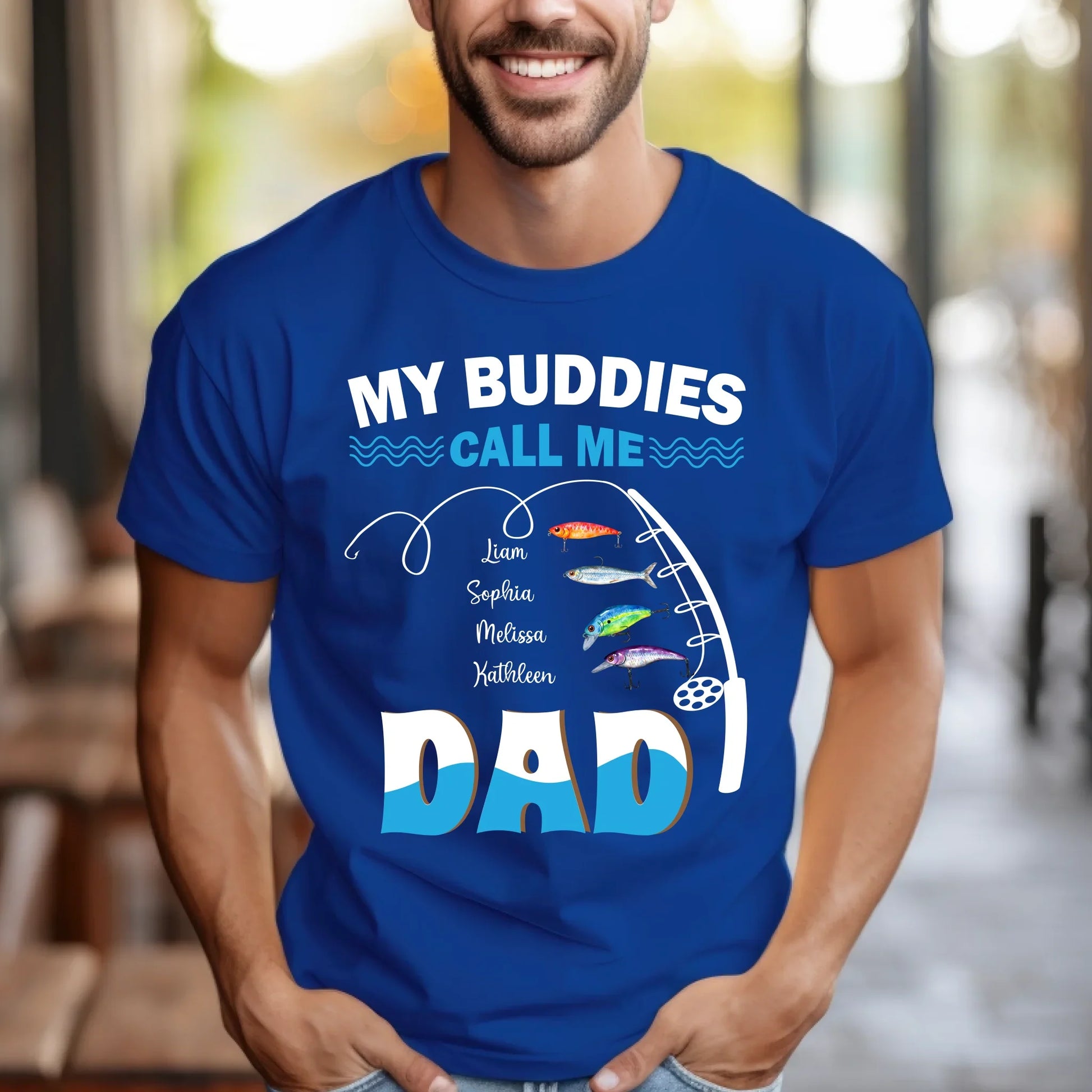 Personalized "My Buddies Call Me Dad" Fishing Shirt – Custom Kids' Names – Gift for Dad Hoodie, Sweatshirt (Image 5)
