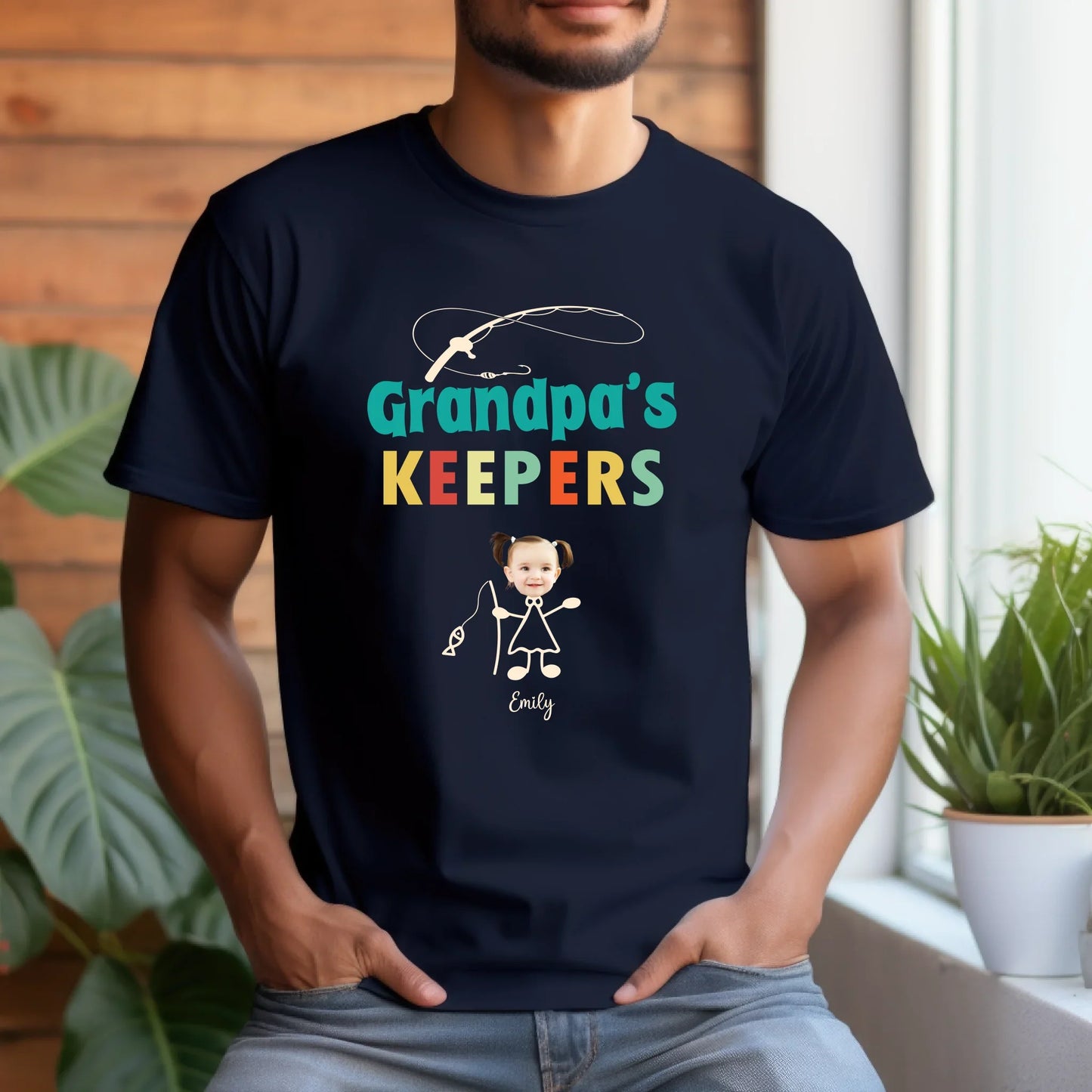 Custom Grandpa Shirt – Personalized Grandkids Names & Faces Hoodie, Sweatshirt | InkThreadWorks.com (Image 2)