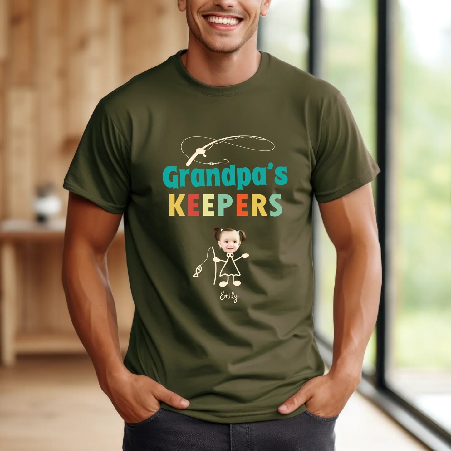Custom Grandpa Shirt – Personalized Grandkids Names & Faces Hoodie, Sweatshirt | InkThreadWorks.com (Image 3)
