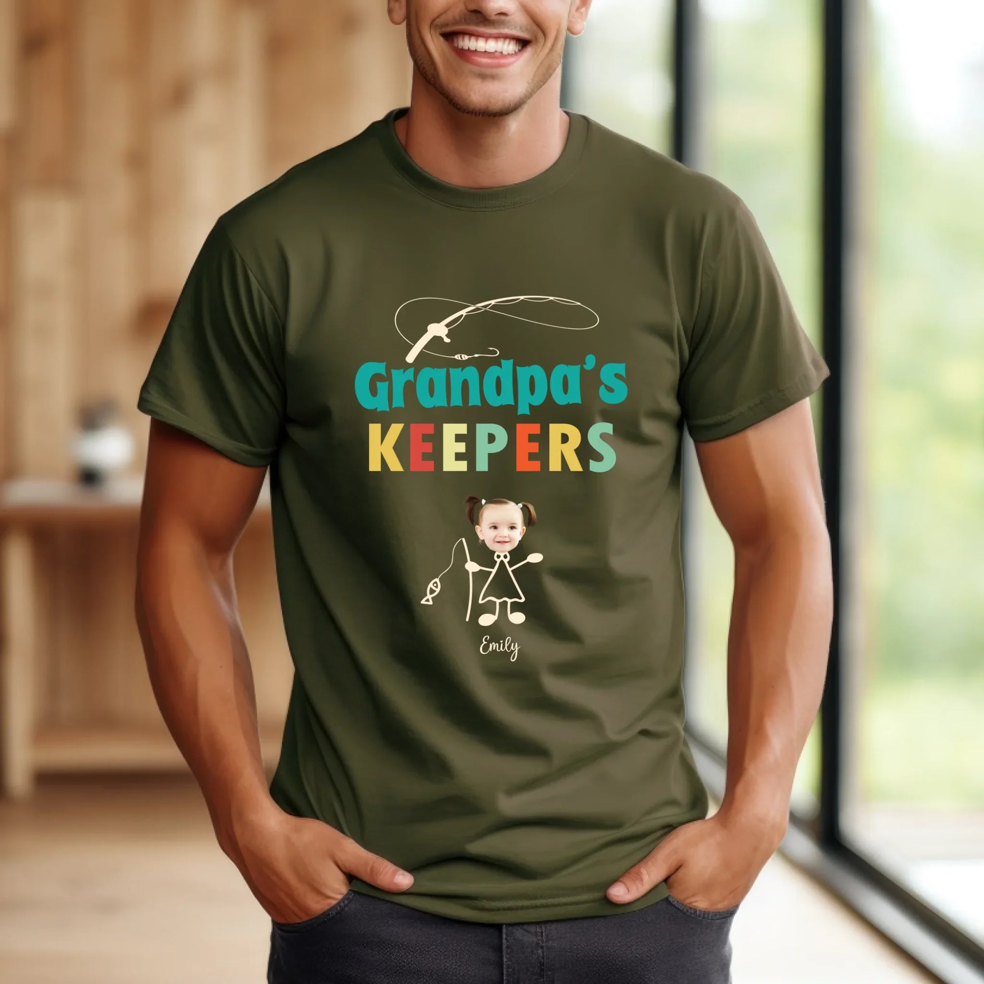Custom Grandpa Shirt – Personalized Grandkids Names & Faces Hoodie, Sweatshirt | InkThreadWorks.com (Image 3)