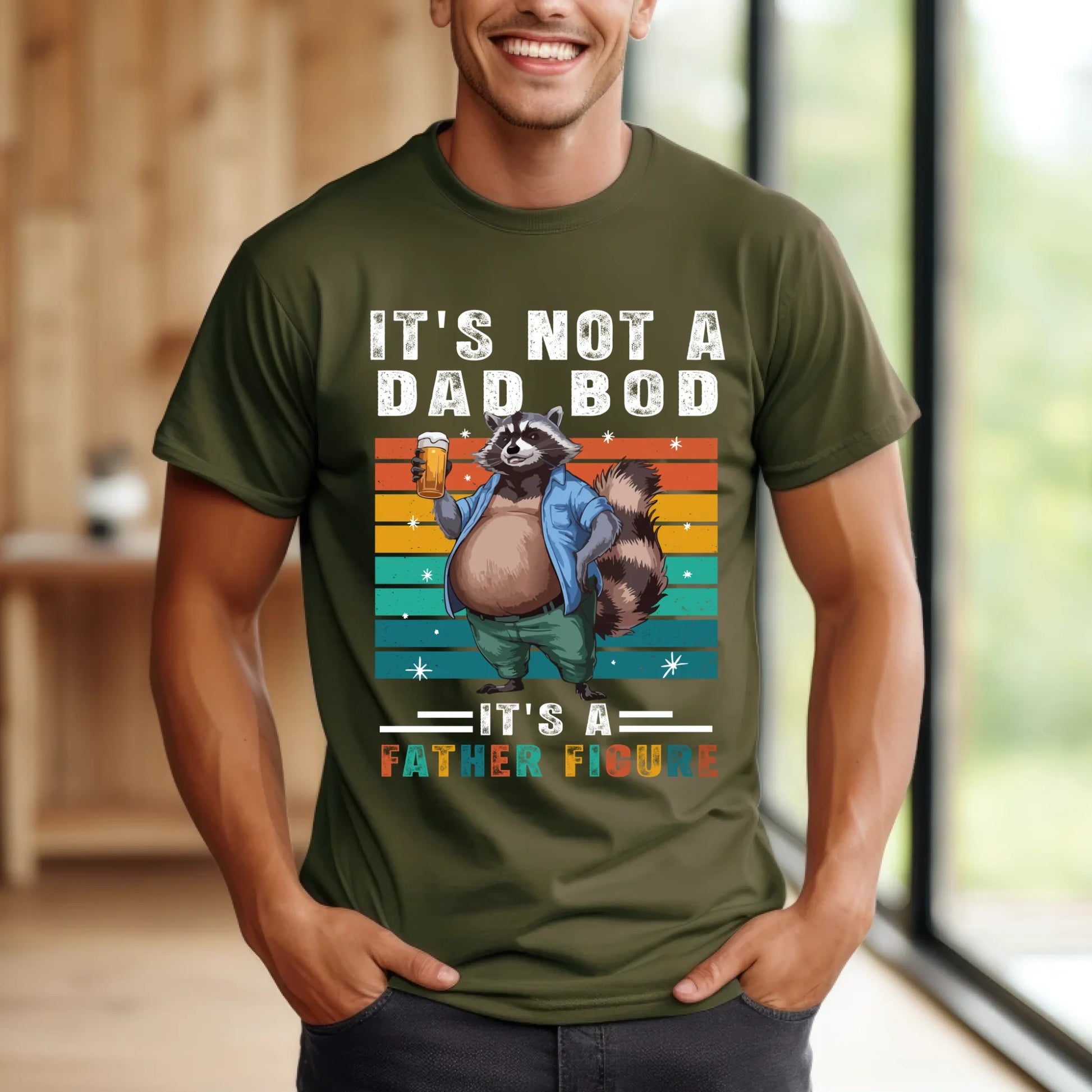 Funny Oktoberfest Dad Bod Shirt – It’s Not a Dad Bod It’s a Father Figure – Beer Festival Raccoon Tee Hoodie,... (Image 4)