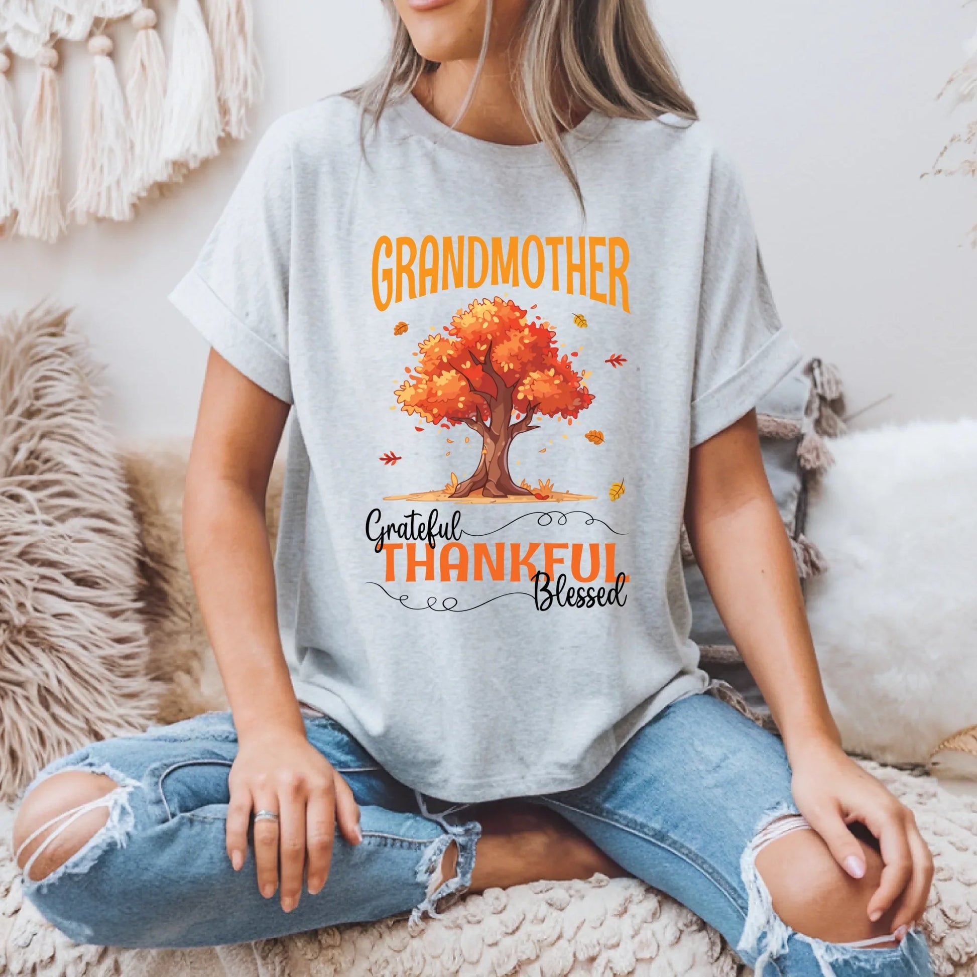 Personalized Grateful Thankful Blessed Mama Shirt – Custom Kids’ Names – Fall Family Tree Thanksgiving Tee... (Image 3)