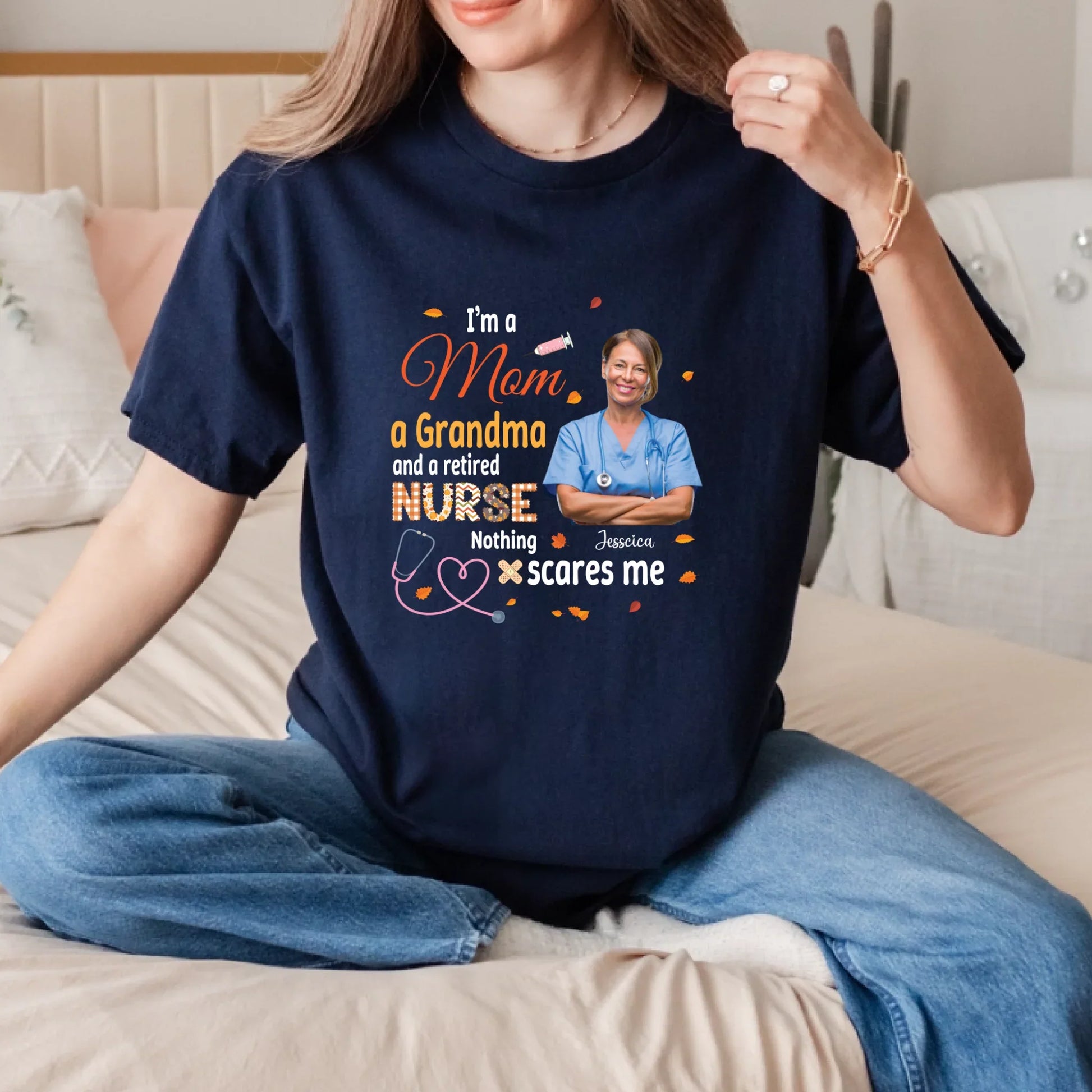 Personalized Mom Grandma Retired Nurse Shirt – Custom Photo & Name Hoodie, Sweatshirt | InkThreadWorks.com (Image 4)
