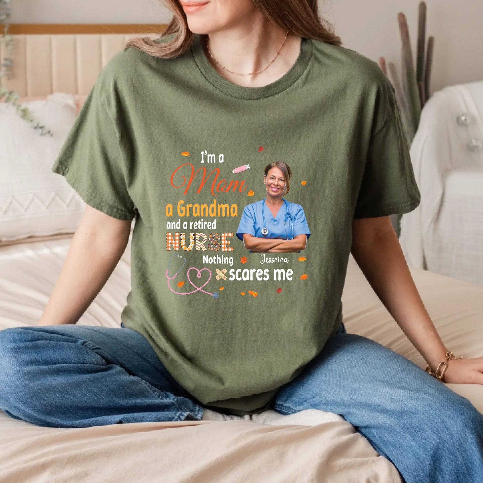 Personalized Mom Grandma Retired Nurse Shirt – Custom Photo & Name Hoodie, Sweatshirt | InkThreadWorks.com (Image 5)