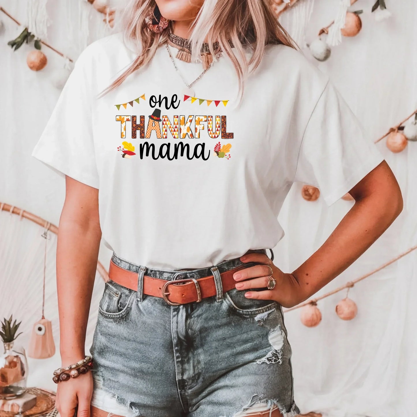 One Thankful Mama Personalized Thanksgiving Shirt – Custom Family Turkey Names Tee Hoodie, Sweatshirt (Image 1)