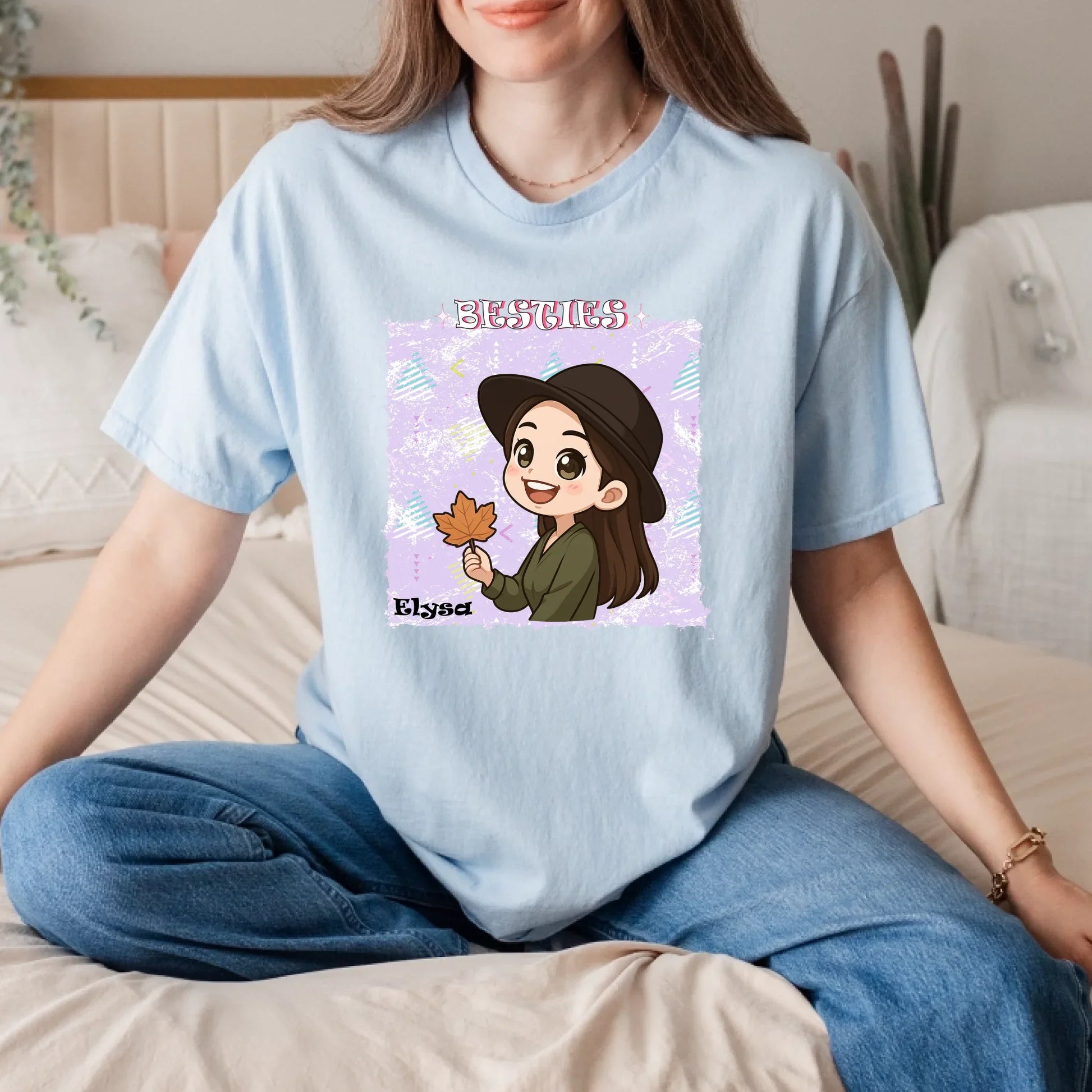 Personalized Besties Shirt – Custom Cartoon Characters & Names – Friendship Gift for Women Hoodie, Sweatshirt (Image 3)
