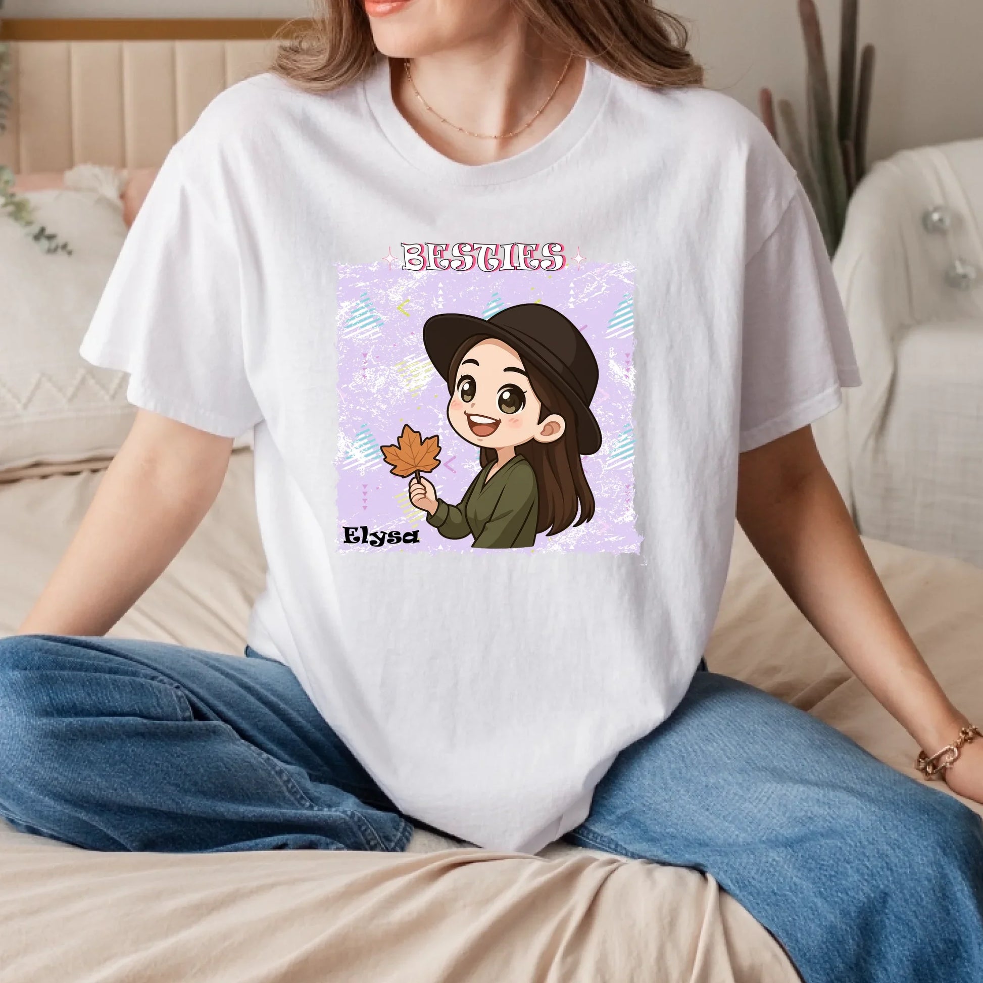 Personalized Besties Shirt – Custom Cartoon Characters & Names – Friendship Gift for Women Hoodie, Sweatshirt (Image 4)