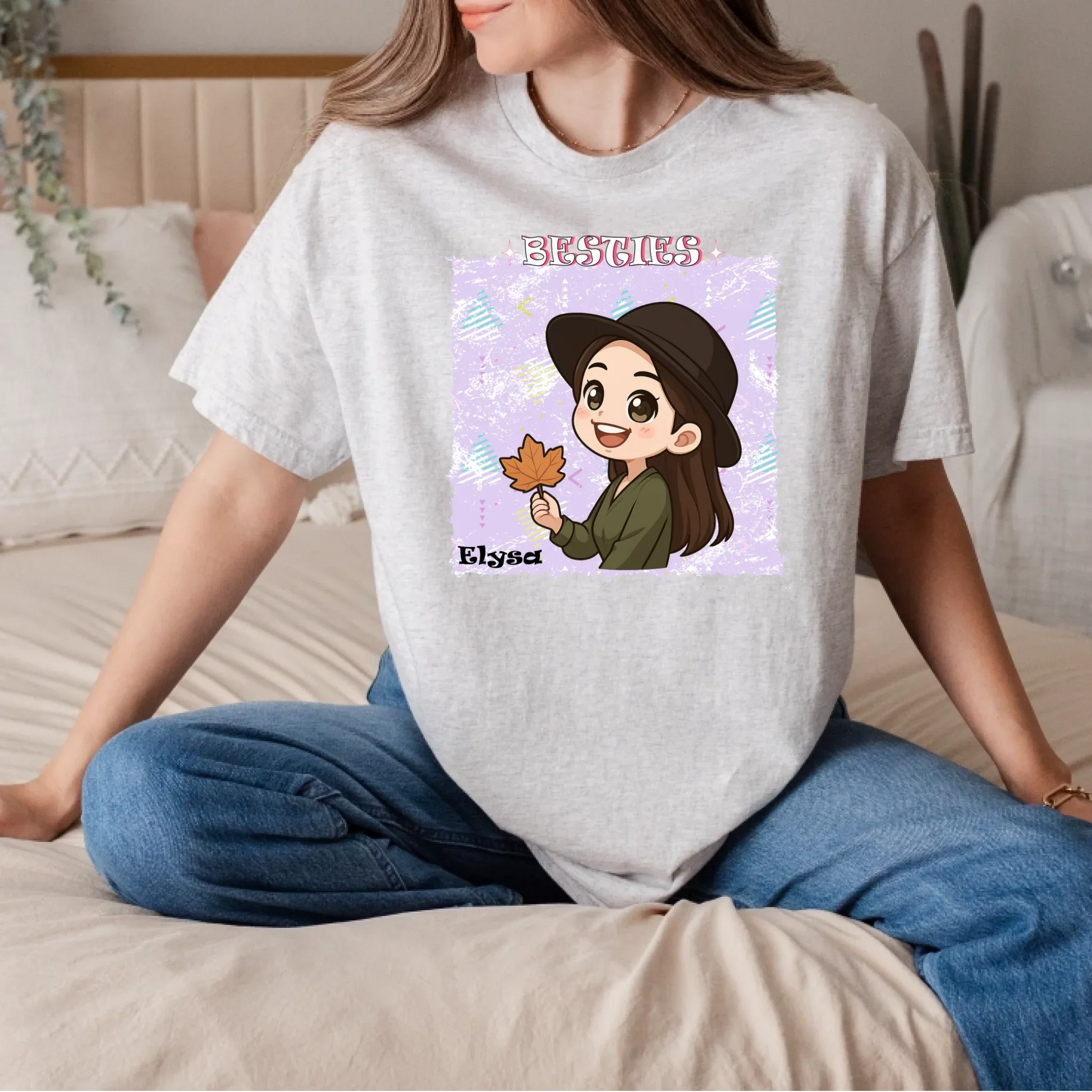 Personalized Besties Shirt – Custom Cartoon Characters & Names – Friendship Gift for Women Hoodie, Sweatshirt (Image 5)